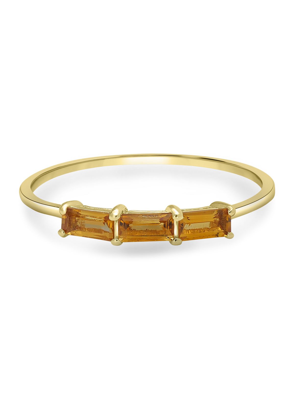 Gold over Sterling Silver Citrine 3 Stone Ring