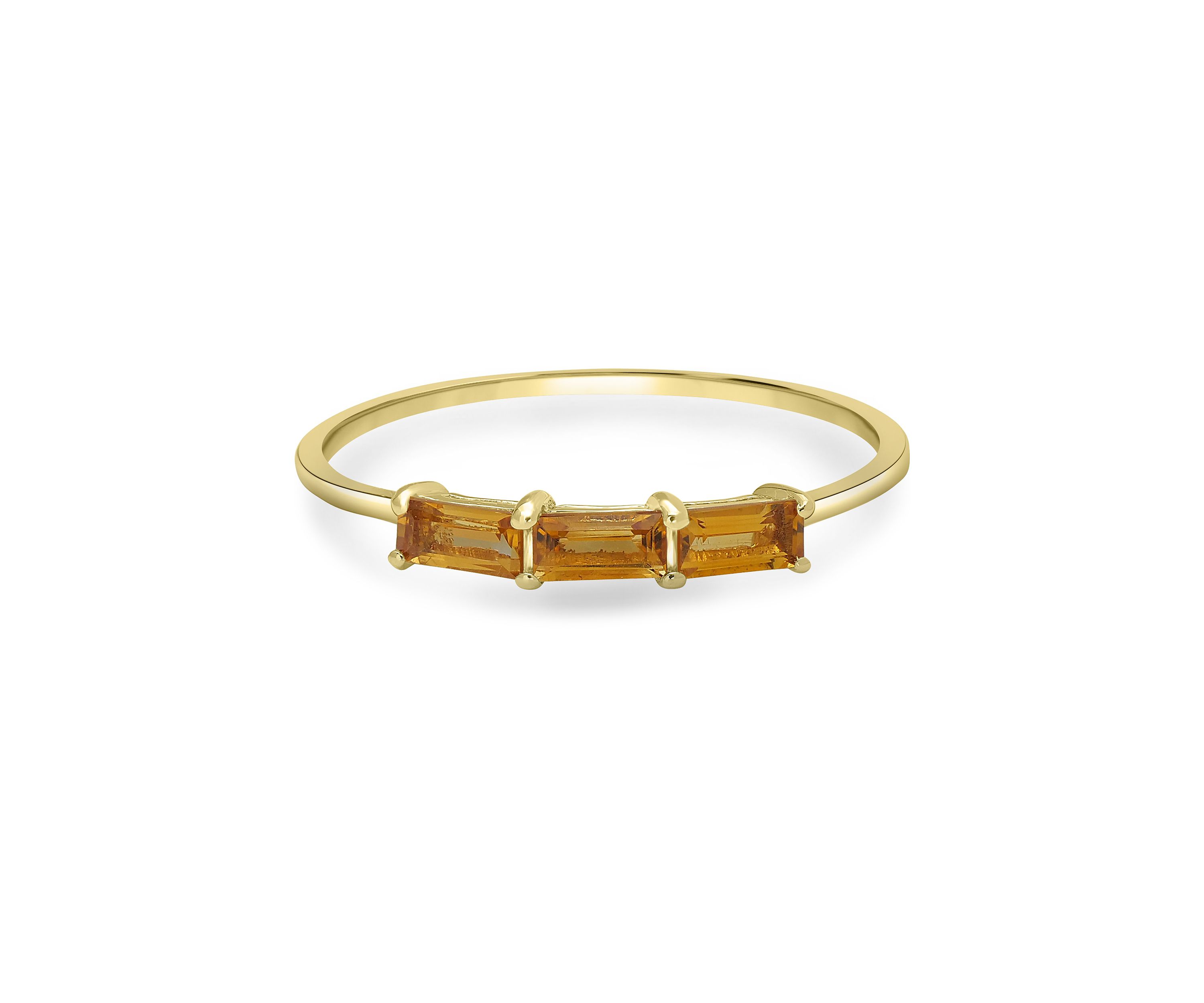 Gold over Sterling Silver Citrine 3 Stone Ring