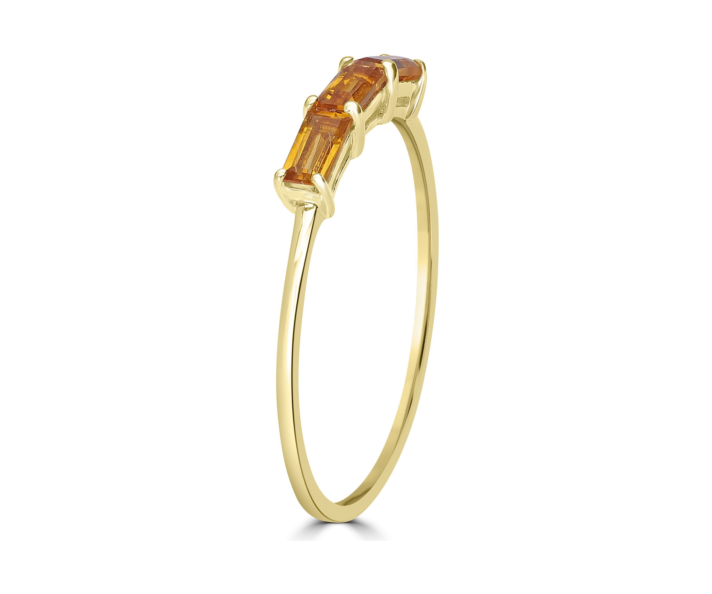 Gold over Sterling Silver Citrine 3 Stone Ring