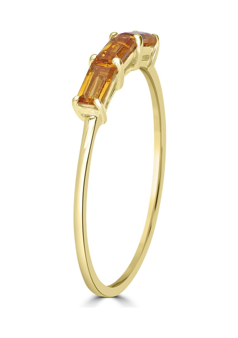 Gold over Sterling Silver Citrine 3 Stone Ring