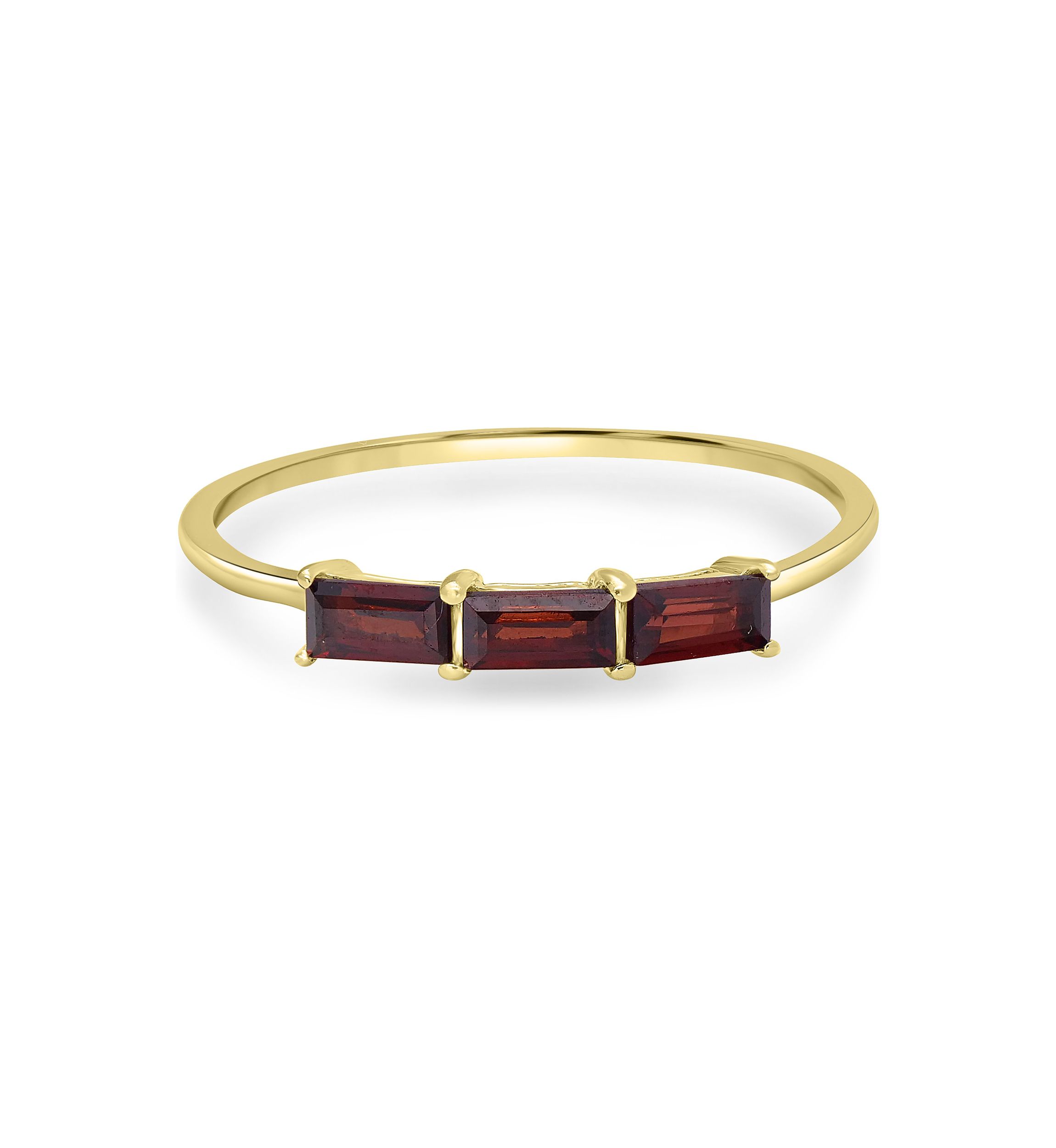 Gold over Sterling Silver Garnet 3 Stone Ring