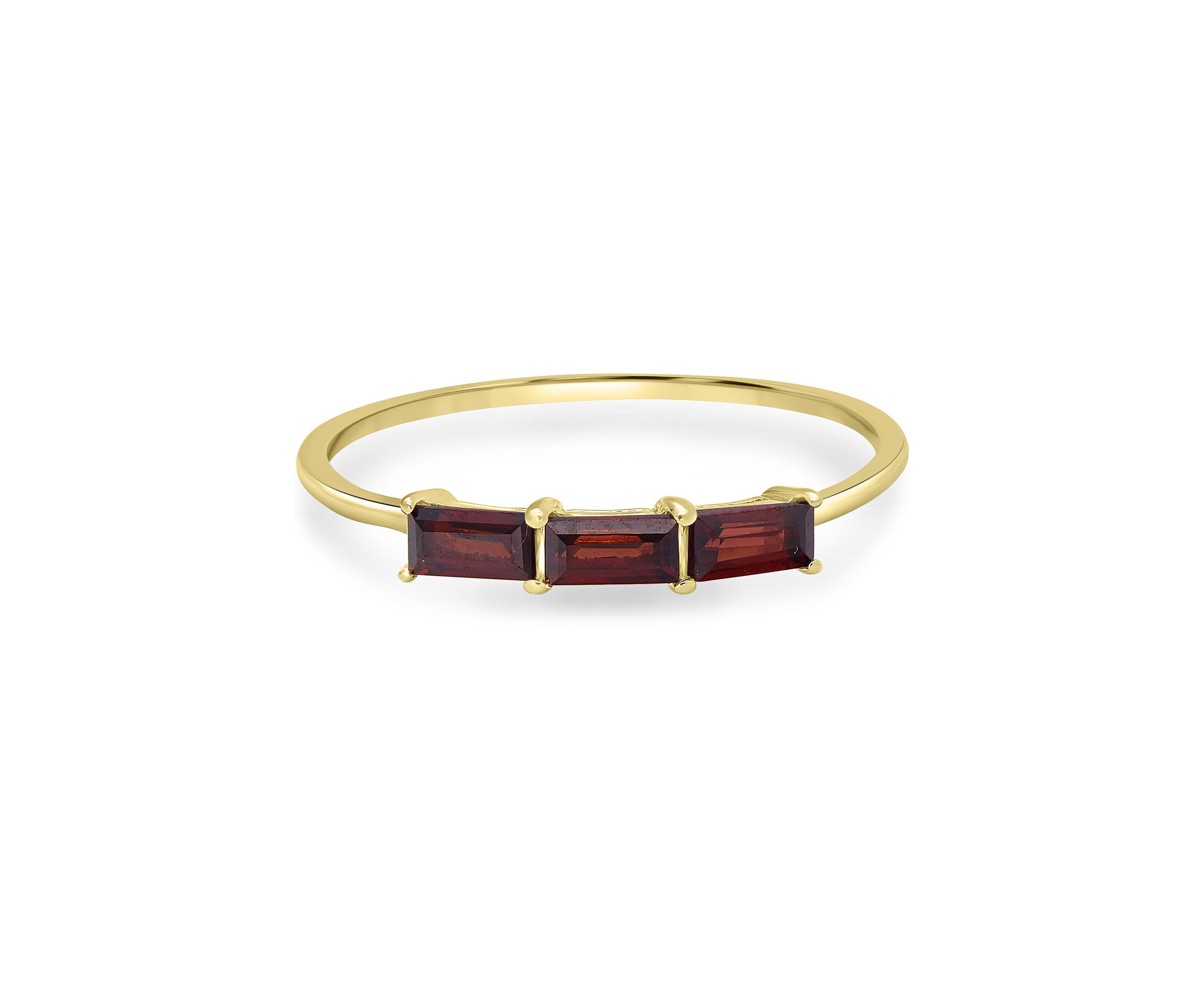 Gold over Sterling Silver Garnet 3 Stone Ring