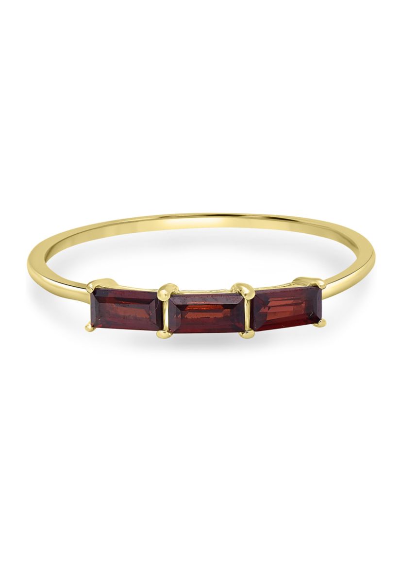 Gold over Sterling Silver Garnet 3 Stone Ring