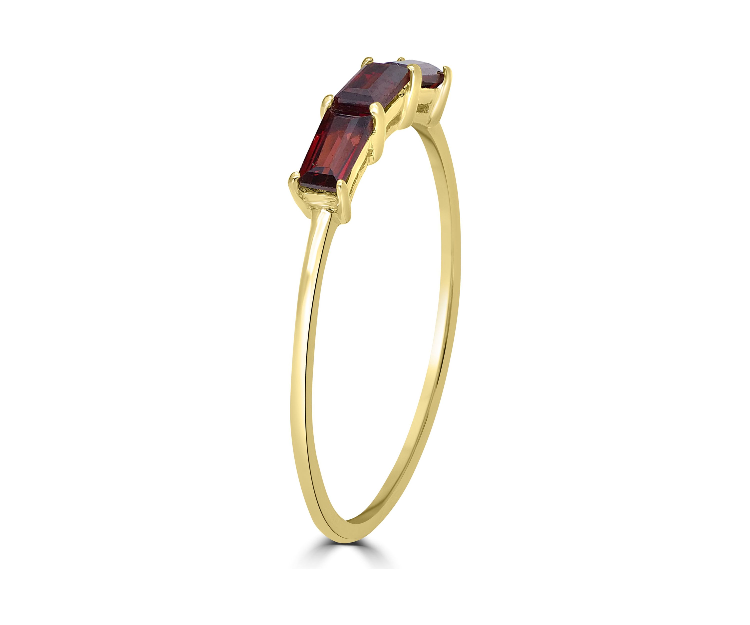 Gold over Sterling Silver Garnet 3 Stone Ring