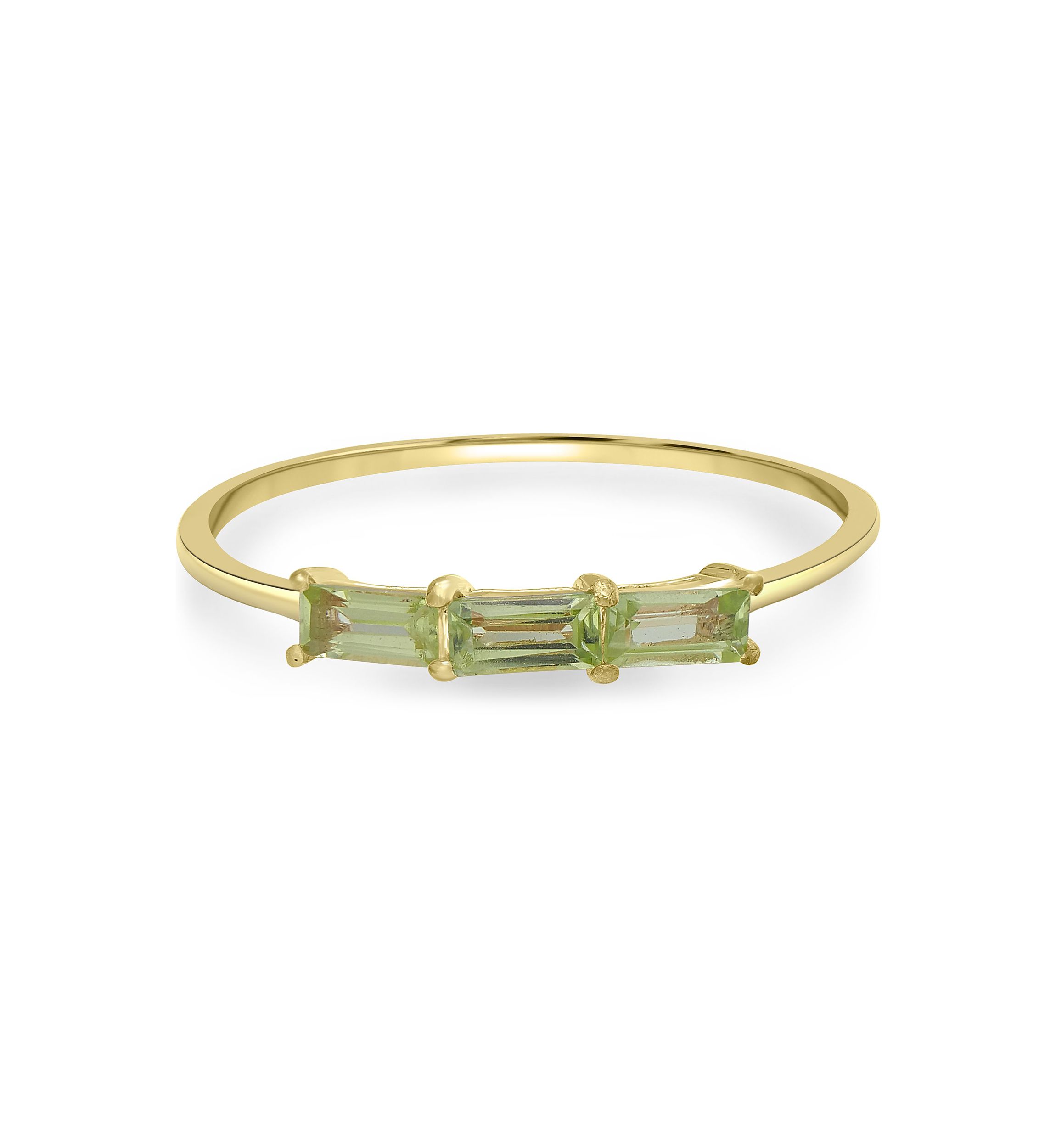 Gold over Sterling Silver Peridot 3 Stone Ring
