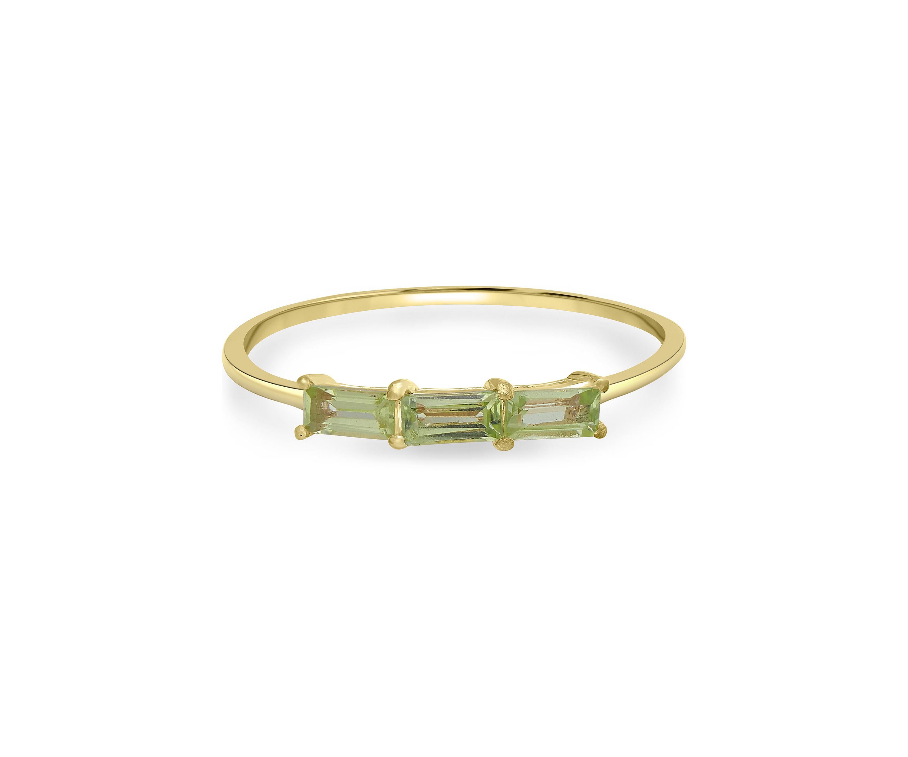 Gold over Sterling Silver Peridot 3 Stone Ring