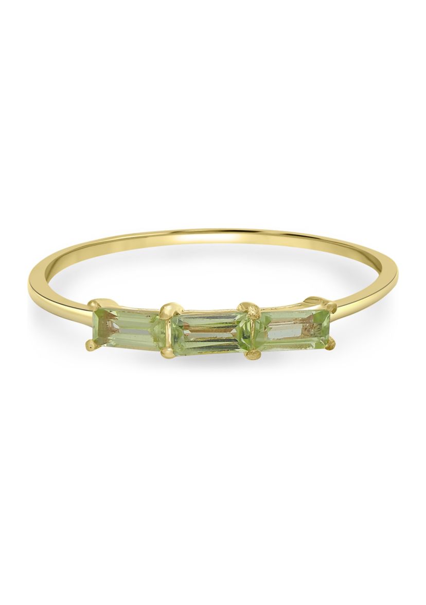 Gold over Sterling Silver Peridot 3 Stone Ring