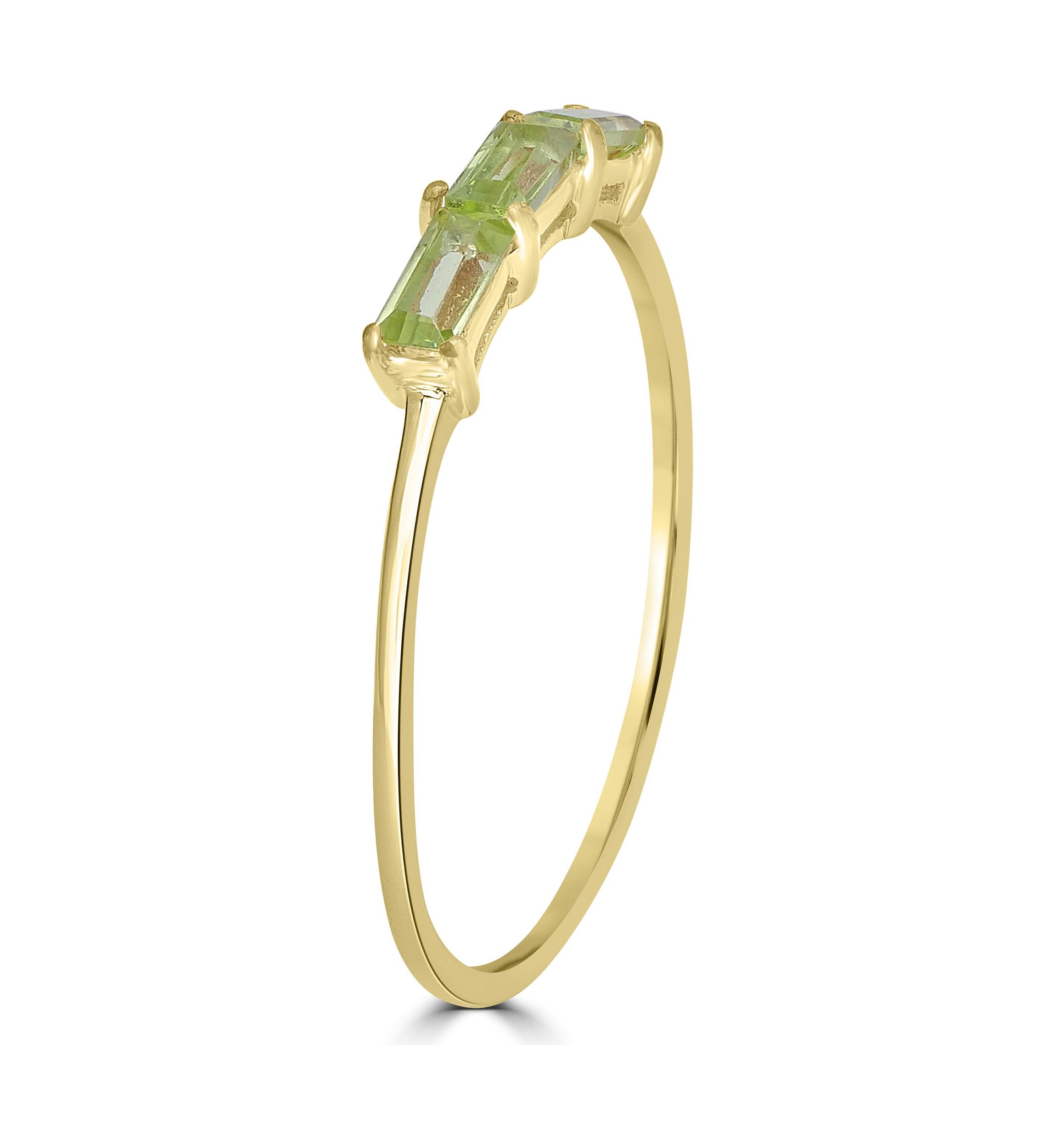 Gold over Sterling Silver Peridot 3 Stone Ring