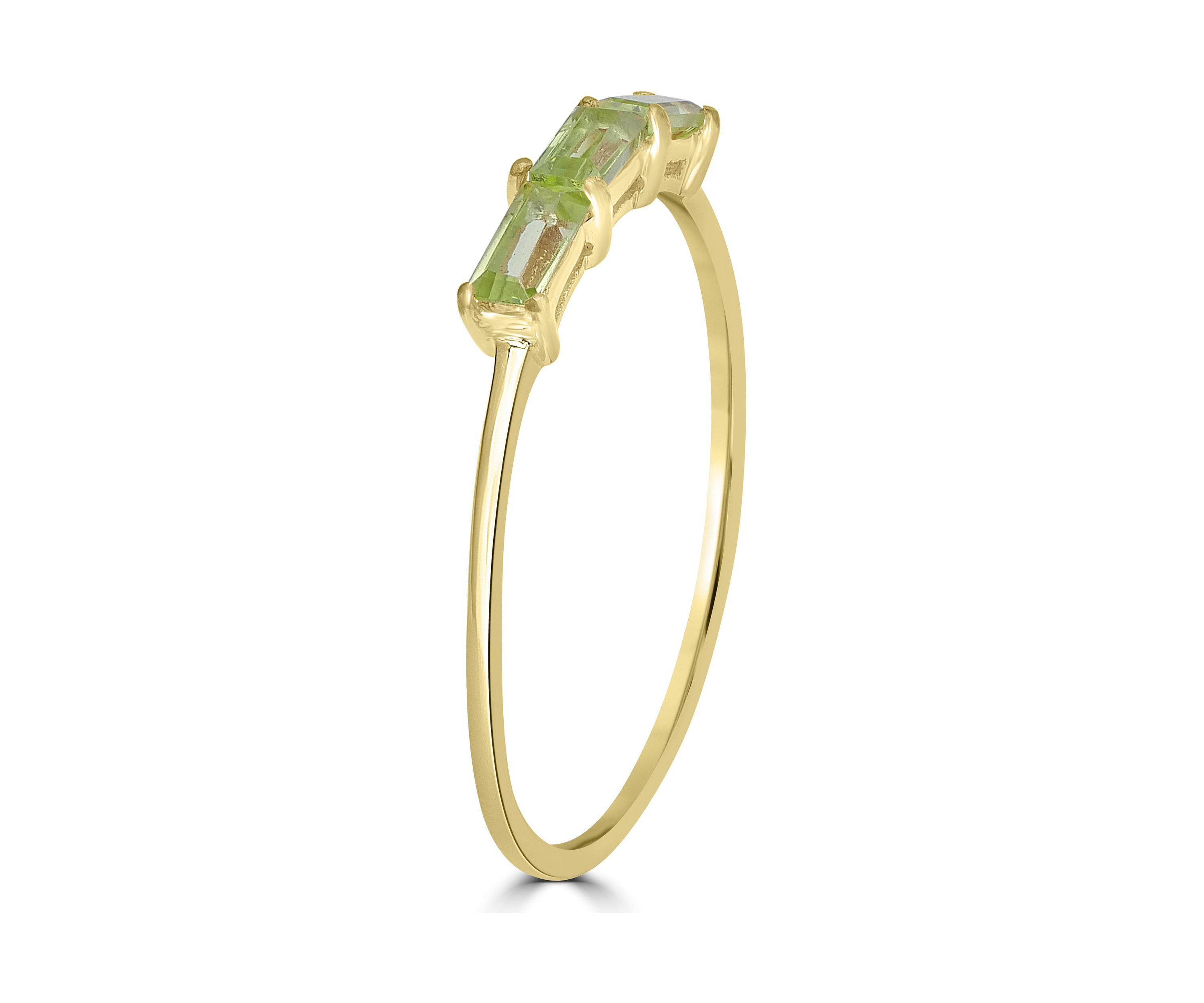 Gold over Sterling Silver Peridot 3 Stone Ring