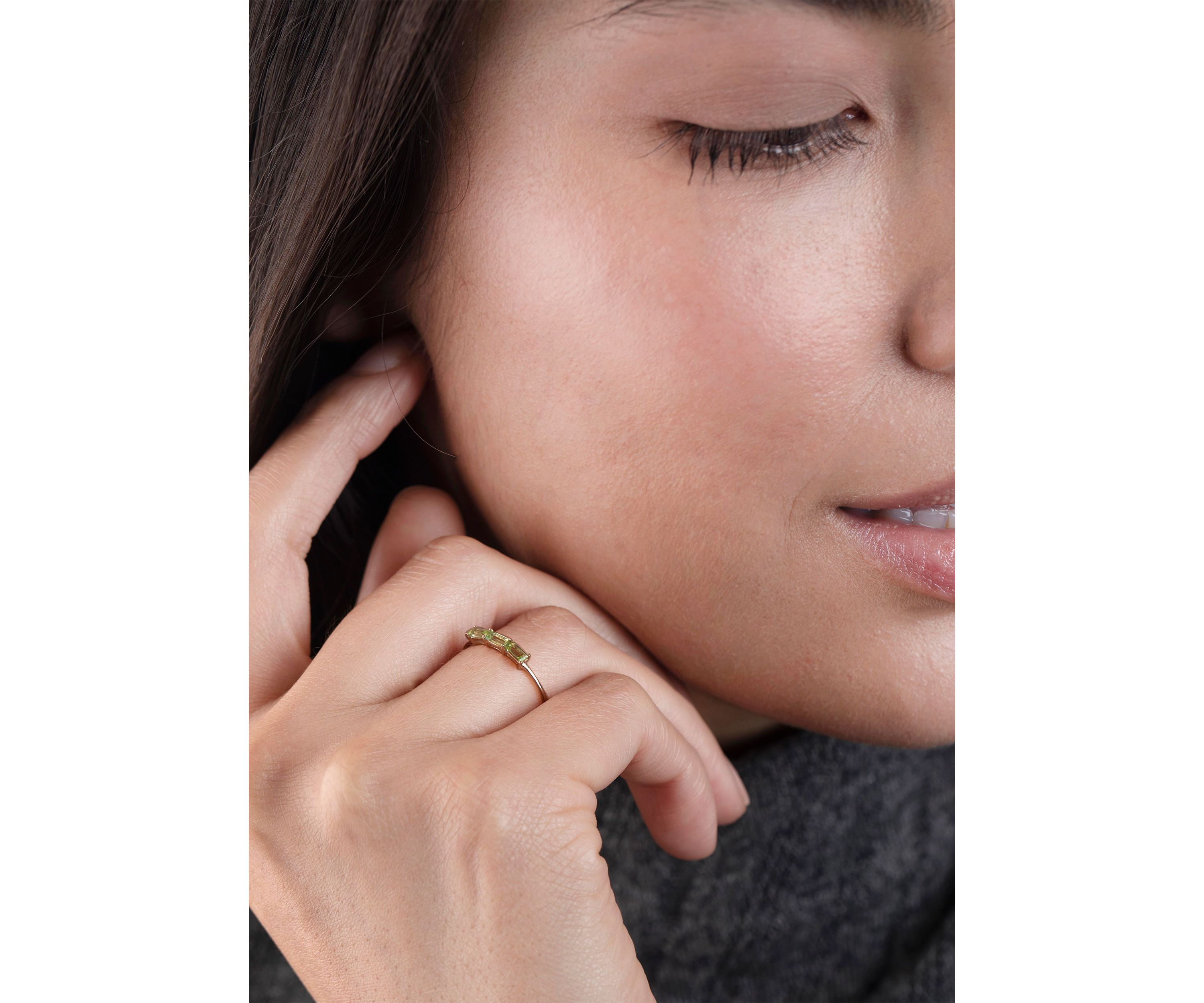 Gold over Sterling Silver Peridot 3 Stone Ring
