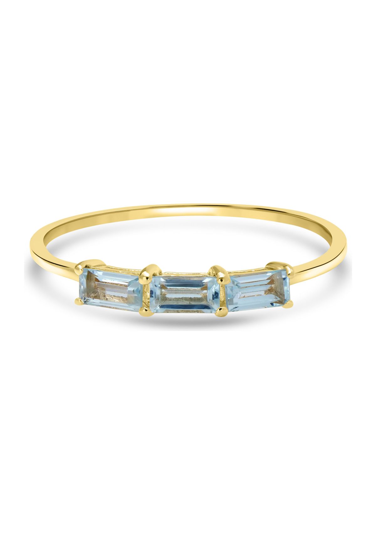 Gold over Sterling Silver Blue Topaz 3 Stone Ring