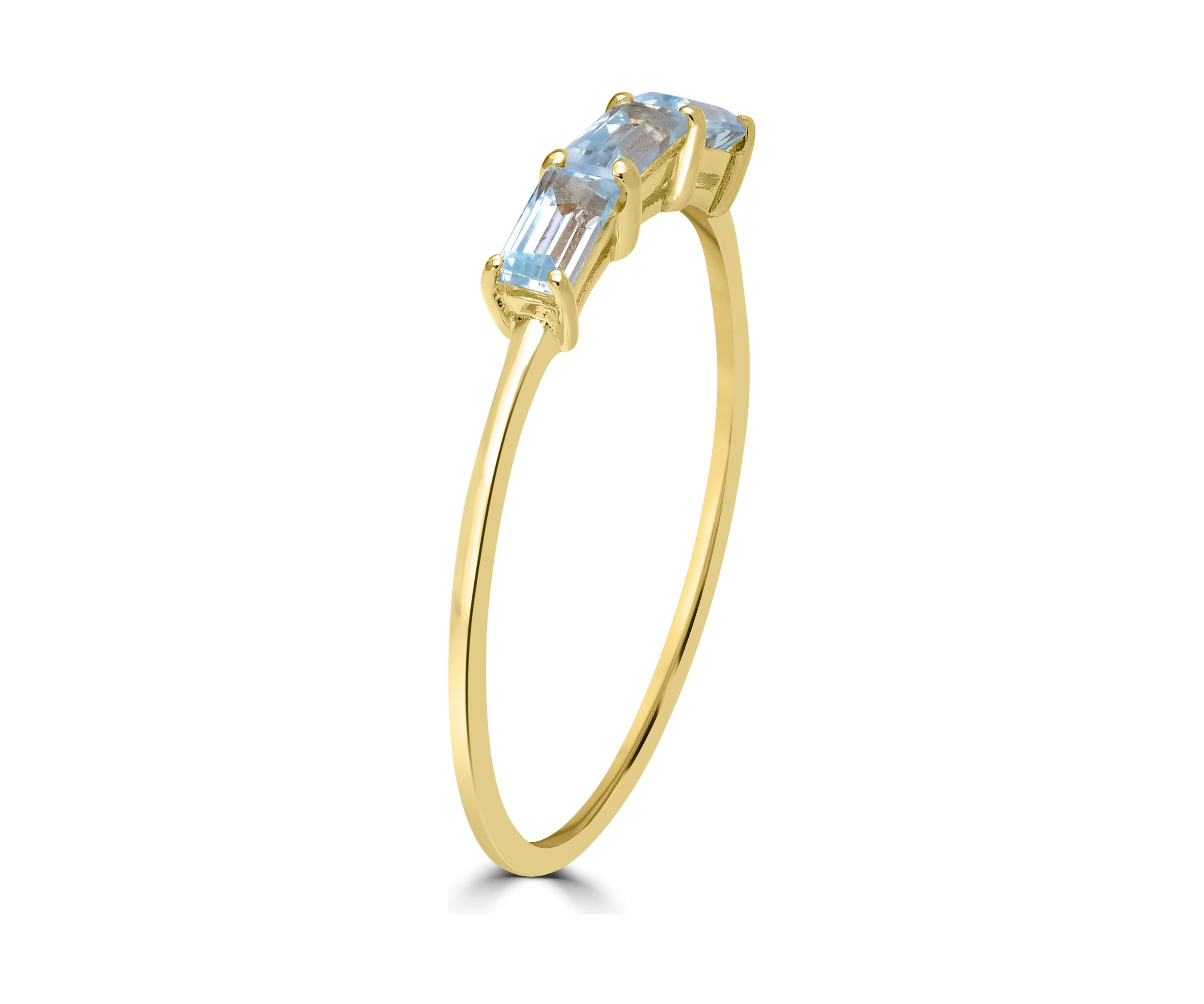 Gold over Sterling Silver Blue Topaz 3 Stone Ring