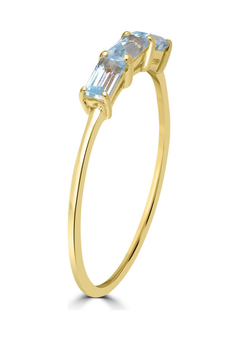 Gold over Sterling Silver Blue Topaz 3 Stone Ring