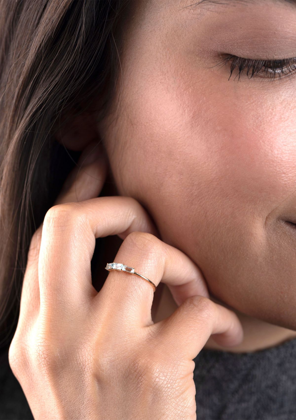 Gold over Sterling Silver Blue Topaz 3 Stone Ring