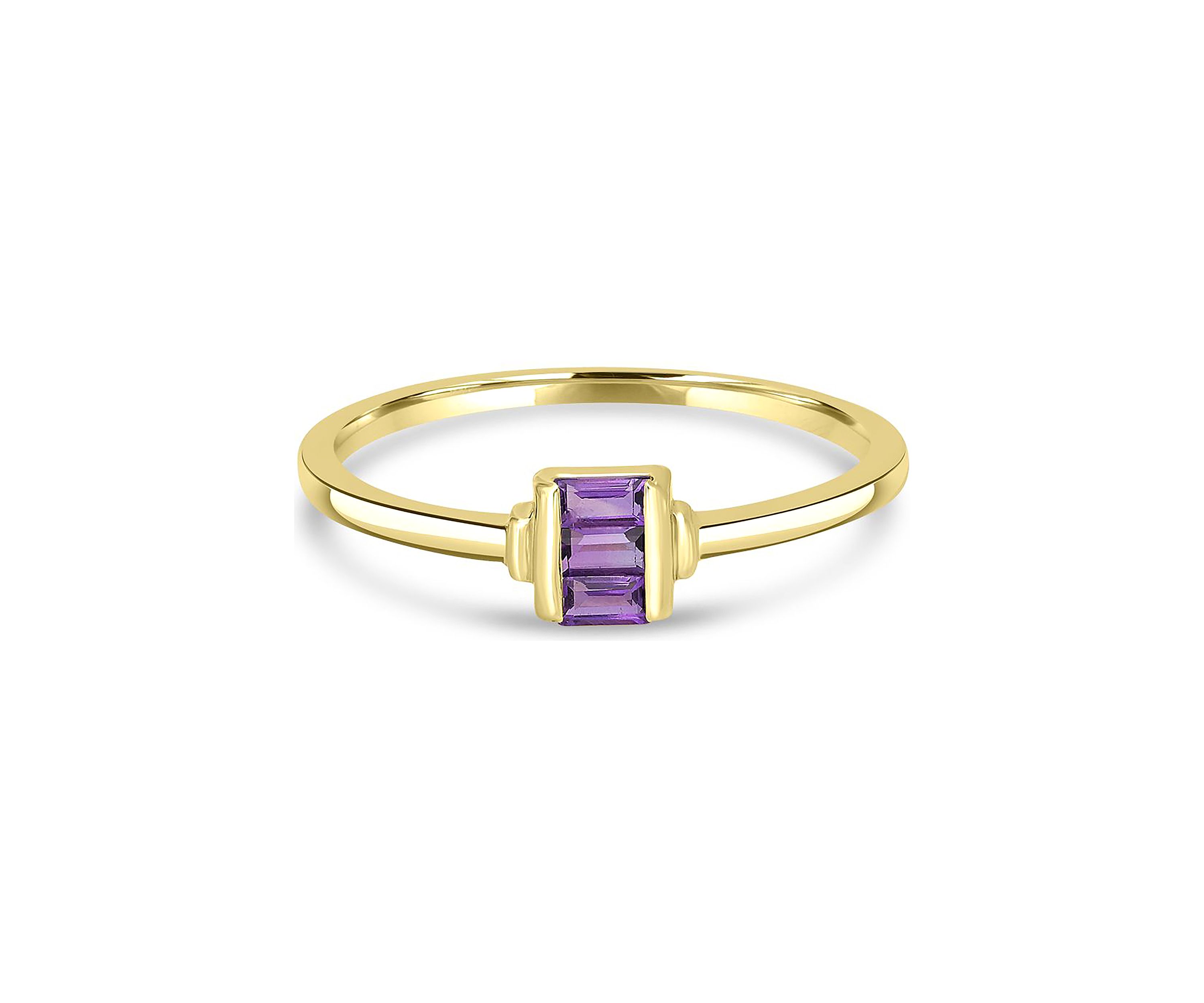 Gold over Sterling Silver Amethyst Rectangle Ring