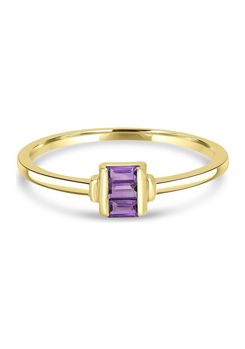 Gold over Sterling Silver Amethyst Rectangle Ring