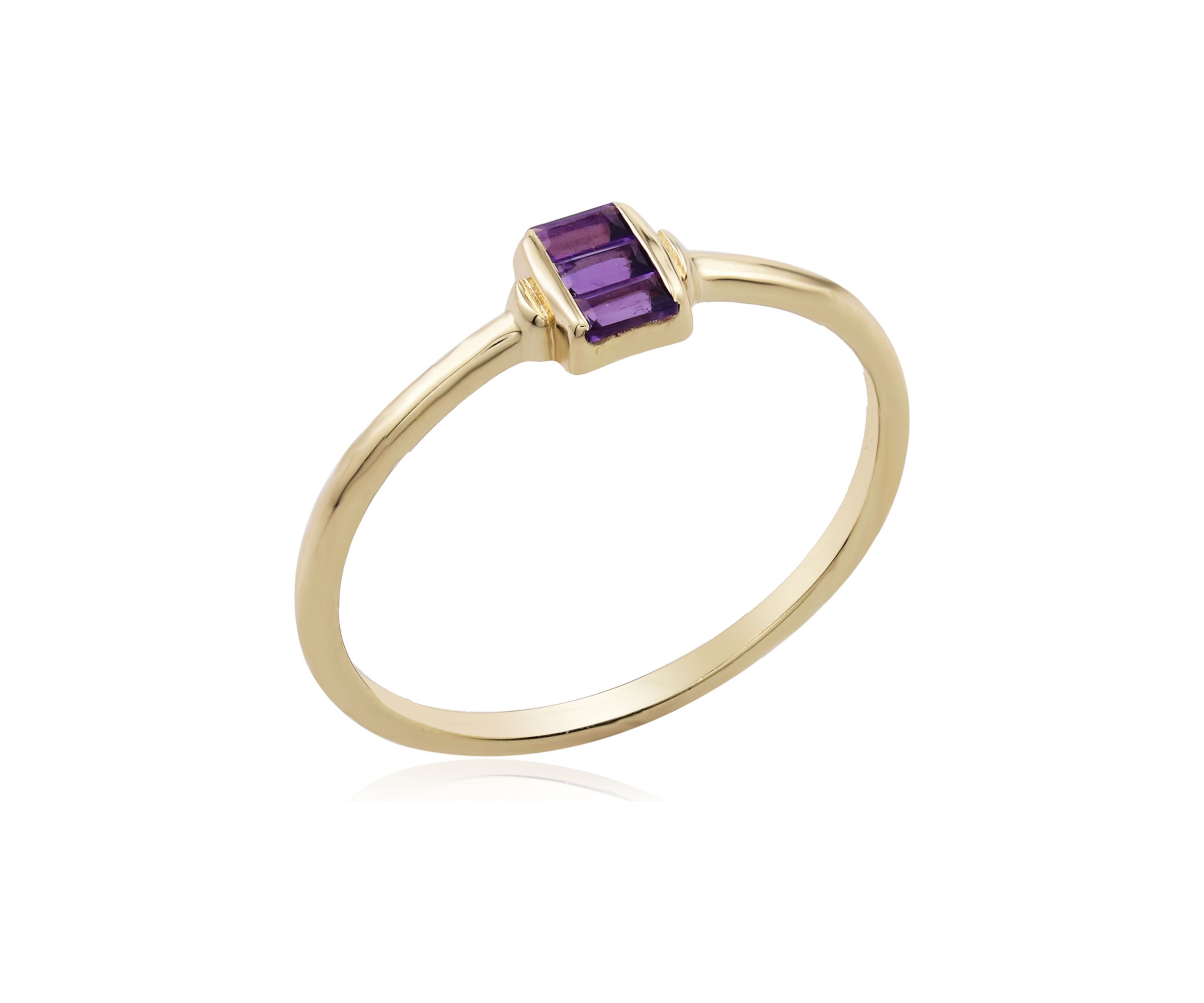 Gold over Sterling Silver Amethyst Rectangle Ring
