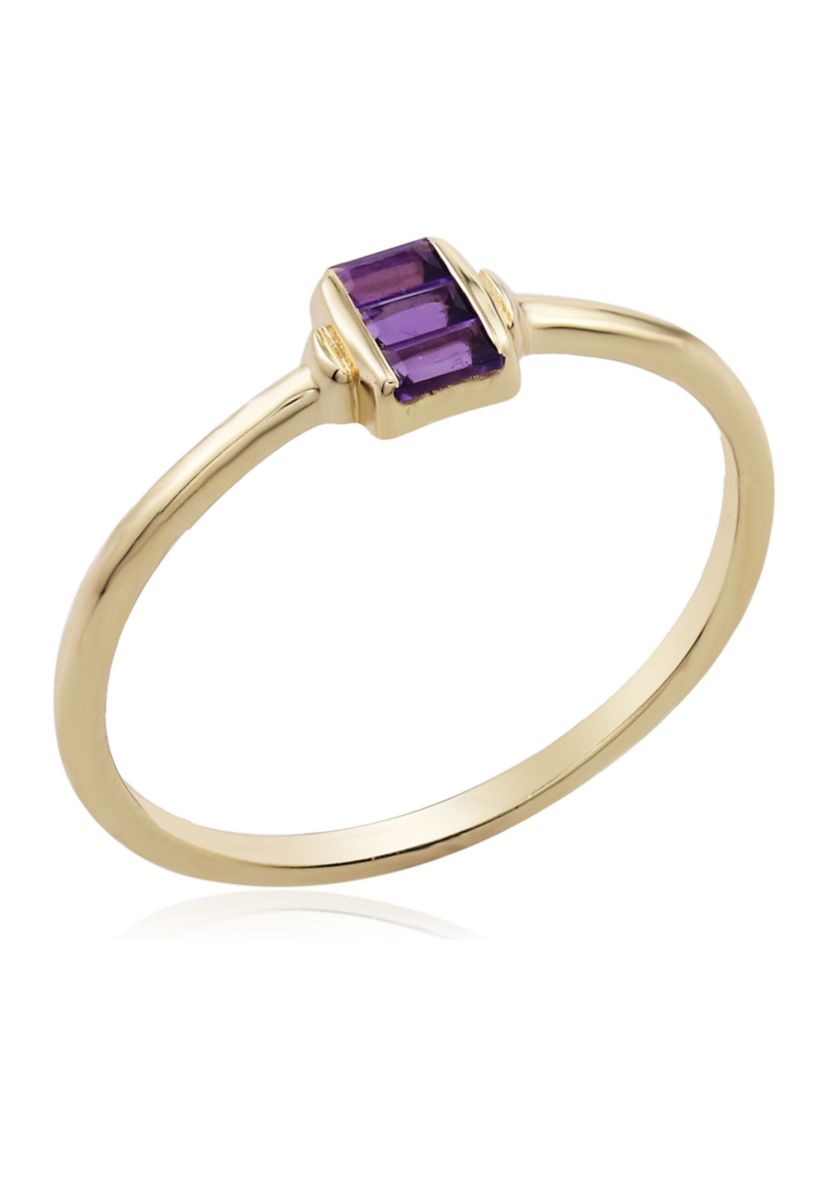 Gold over Sterling Silver Amethyst Rectangle Ring