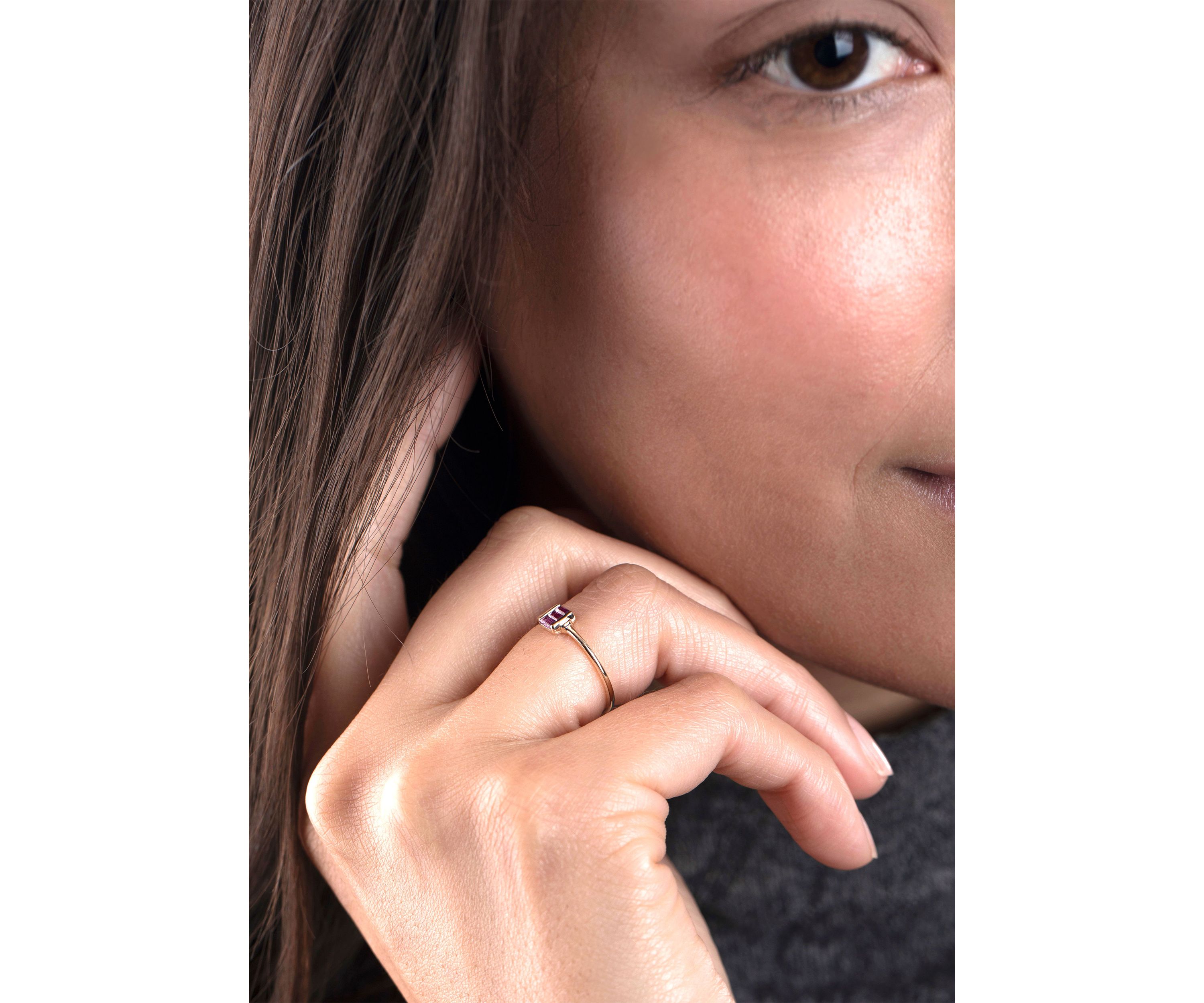 Gold over Sterling Silver Amethyst Rectangle Ring