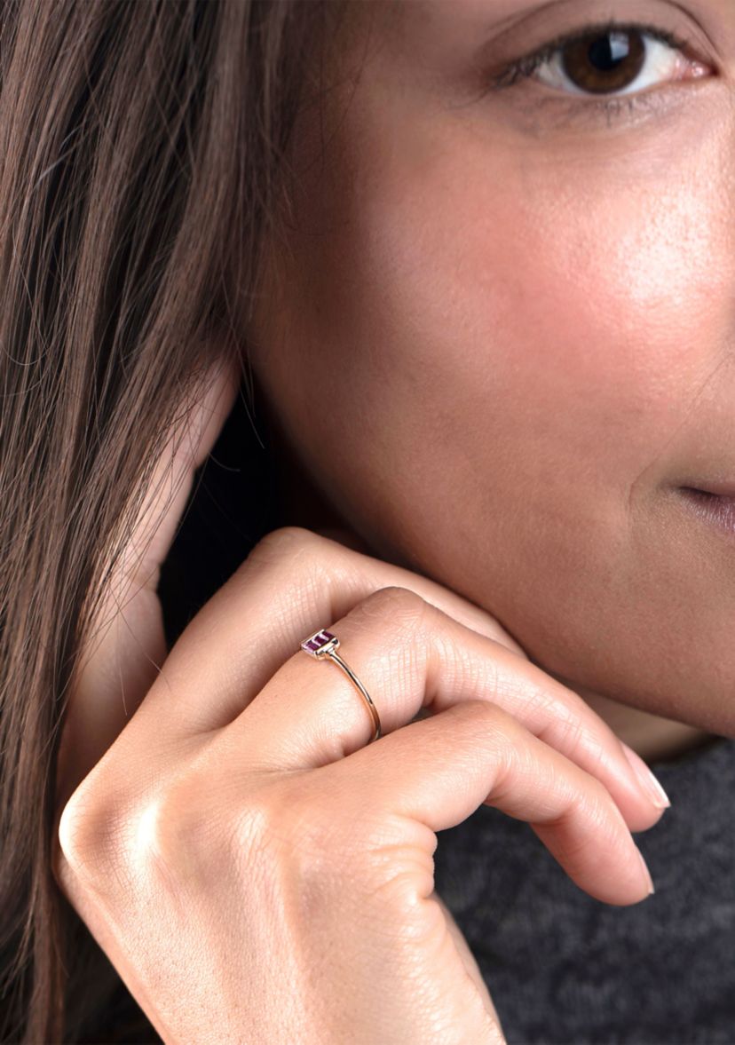 Gold over Sterling Silver Amethyst Rectangle Ring