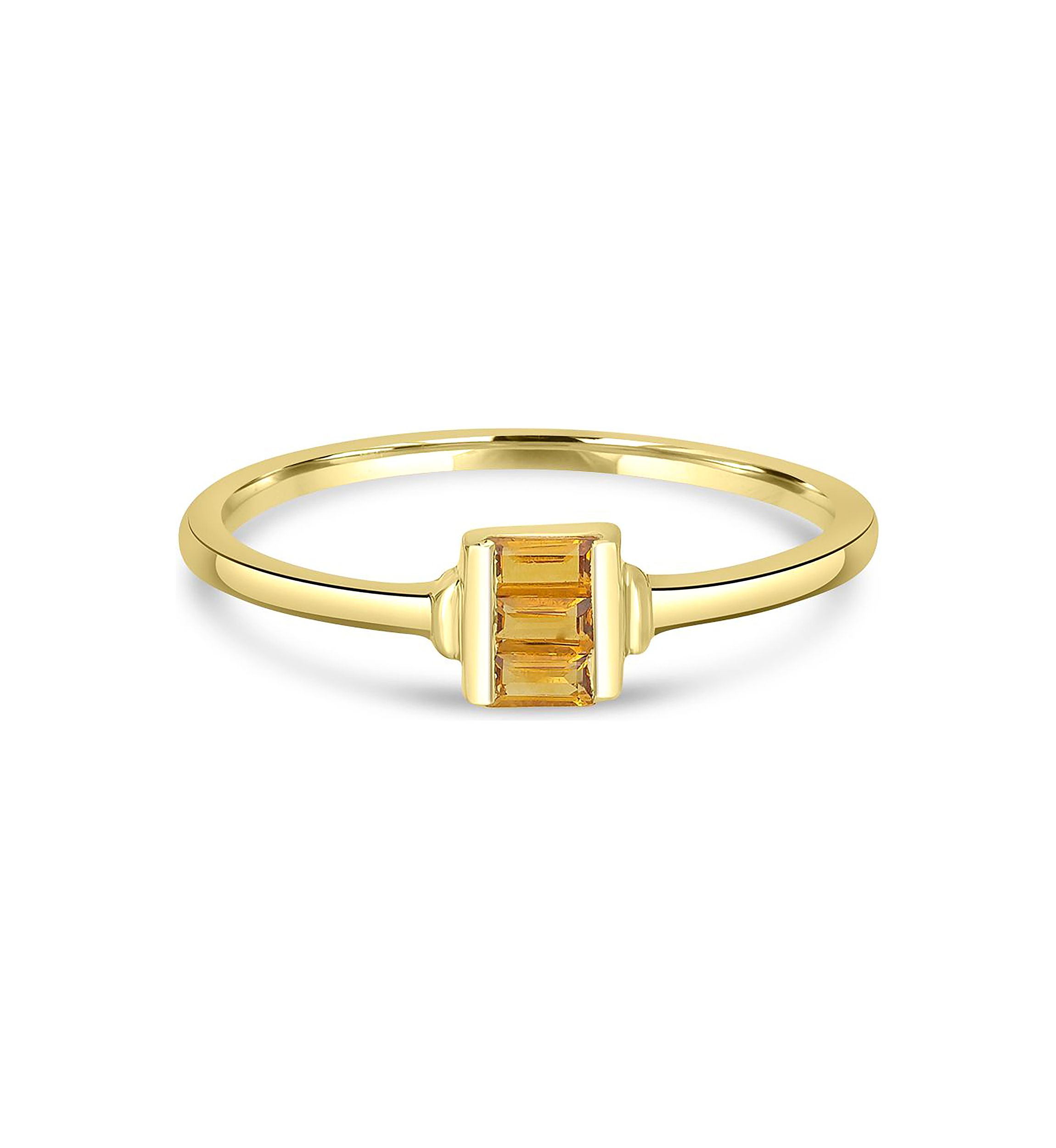 Gold over Sterling Silver Citrine Rectangle Ring