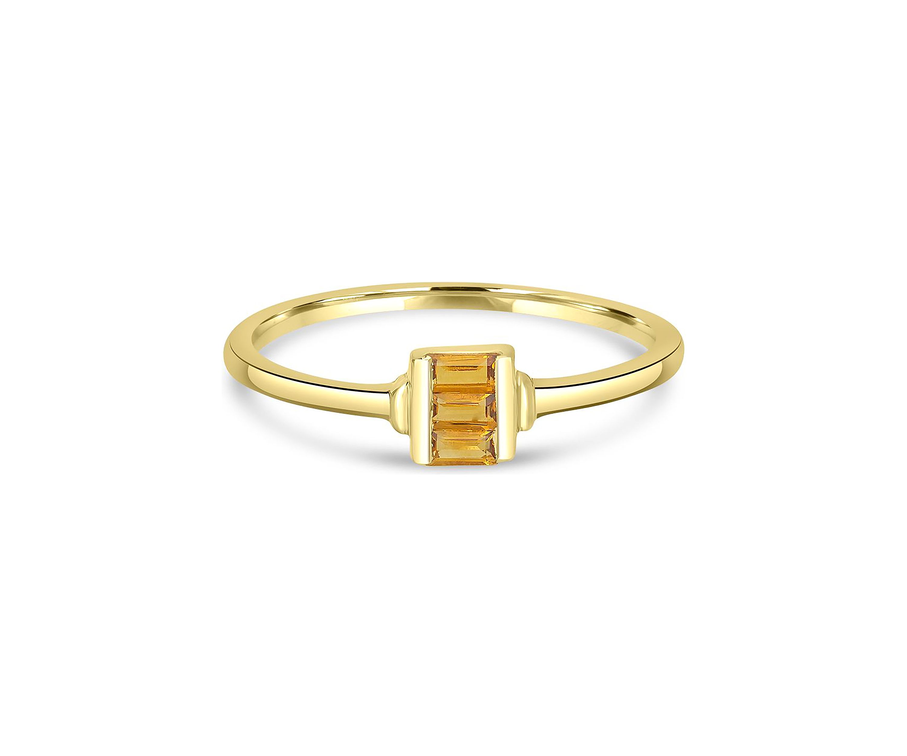 Gold over Sterling Silver Citrine Rectangle Ring