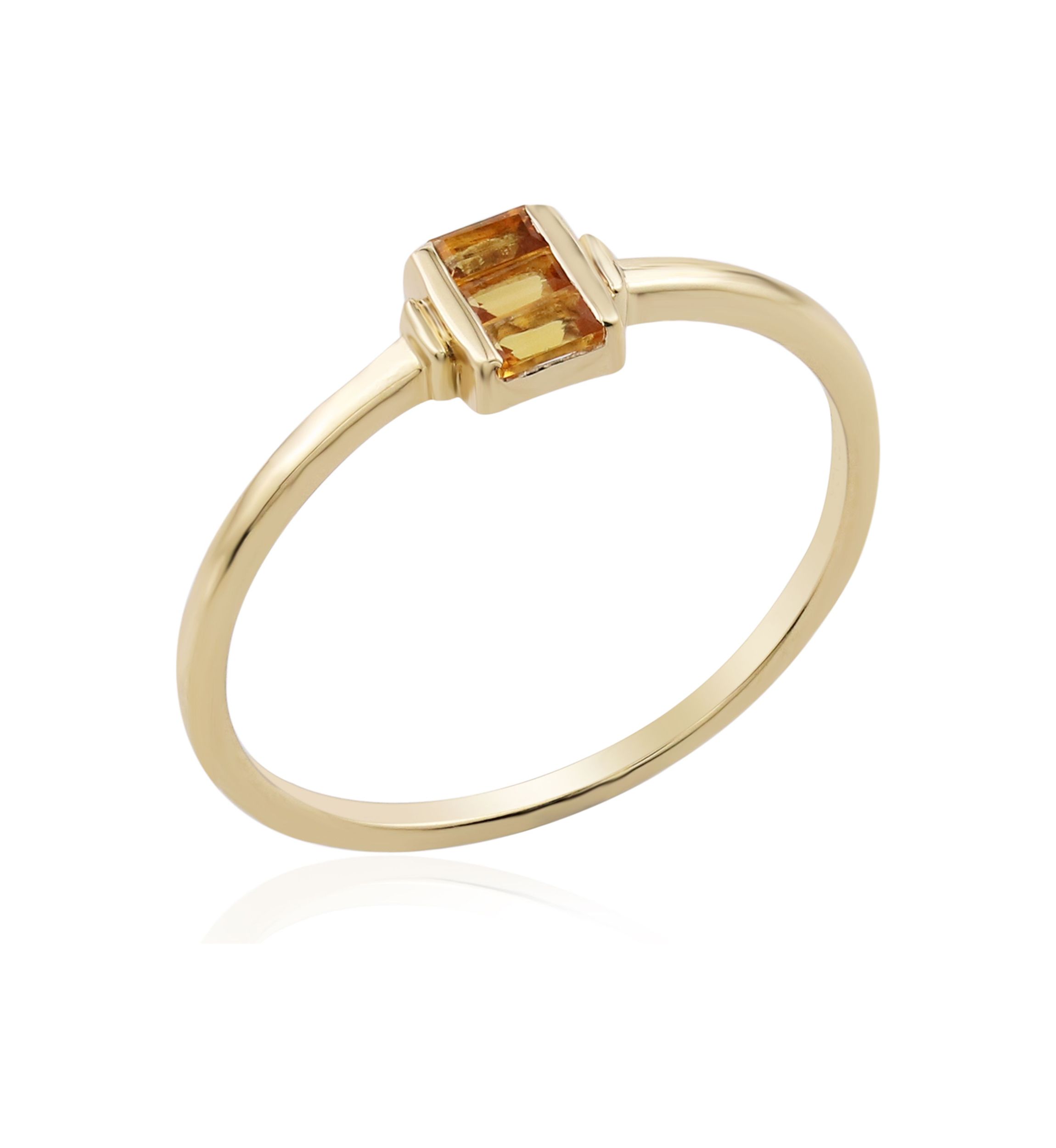 Gold over Sterling Silver Citrine Rectangle Ring
