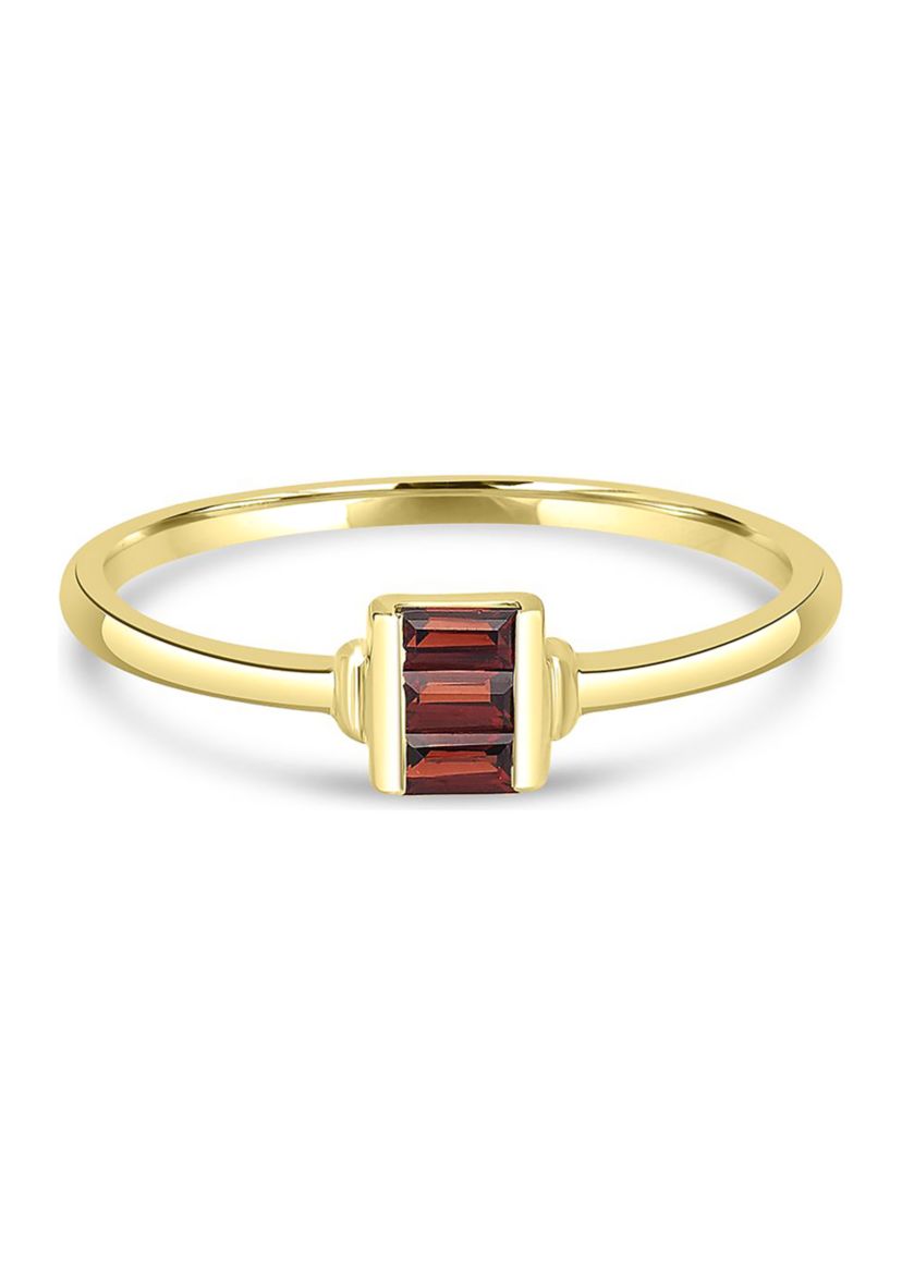 Gold over Sterling Silver Garnet Rectangle Ring