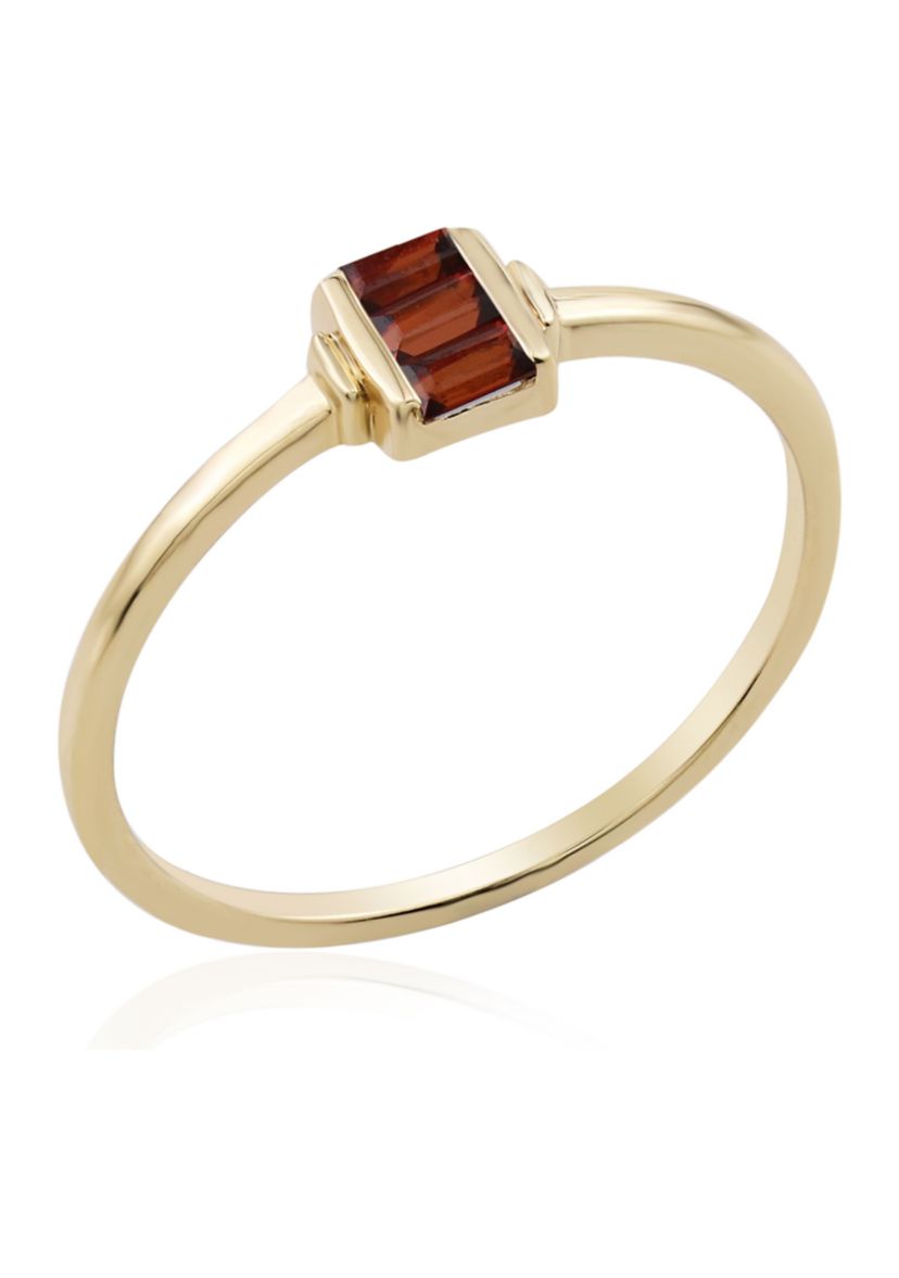 Gold over Sterling Silver Garnet Rectangle Ring