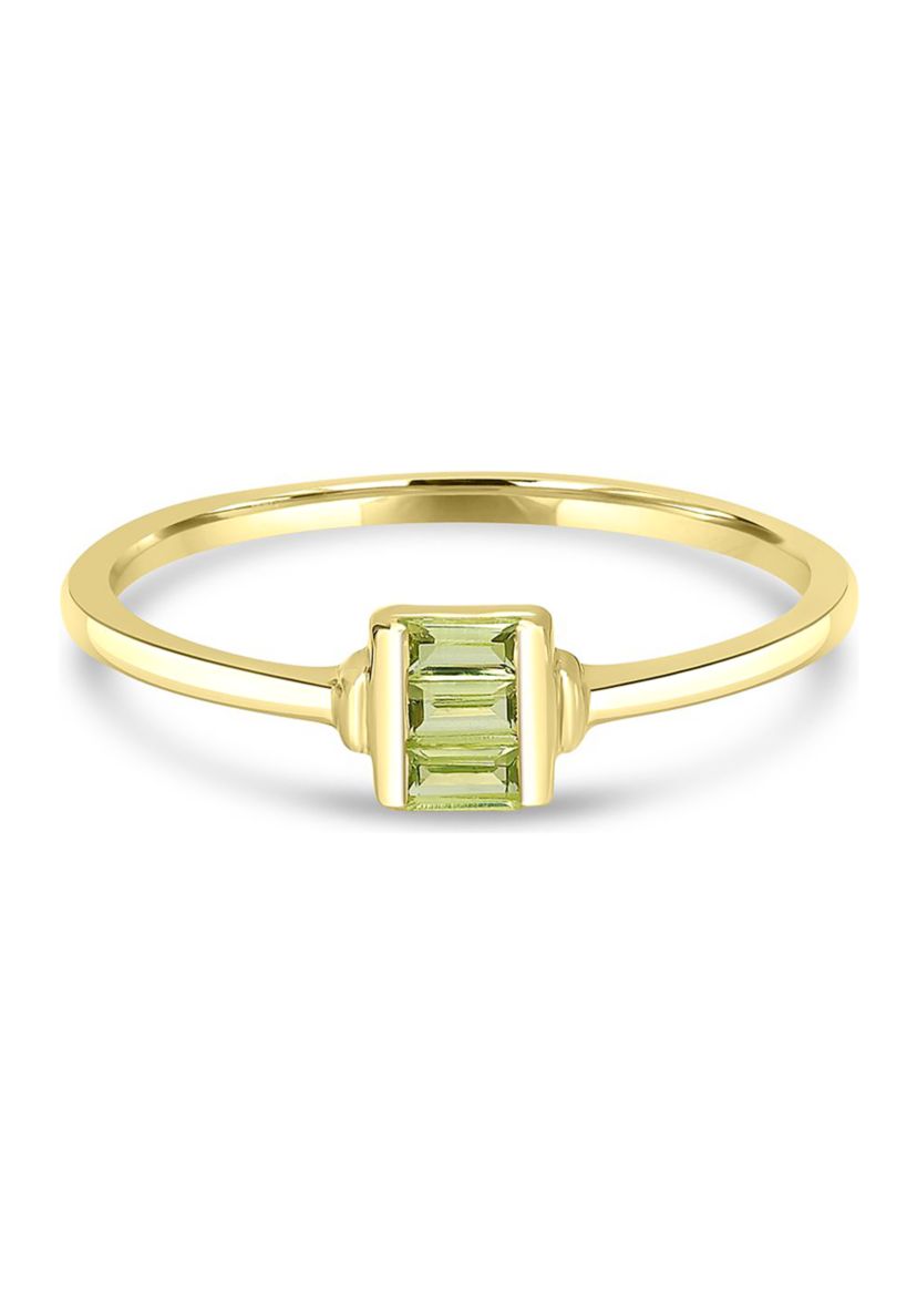Gold over Sterling Silver Peridot Rectangle Ring