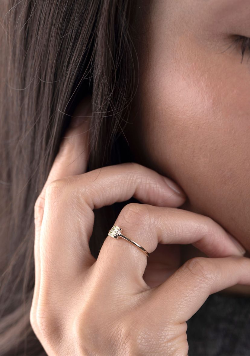Gold over Sterling Silver Peridot Rectangle Ring