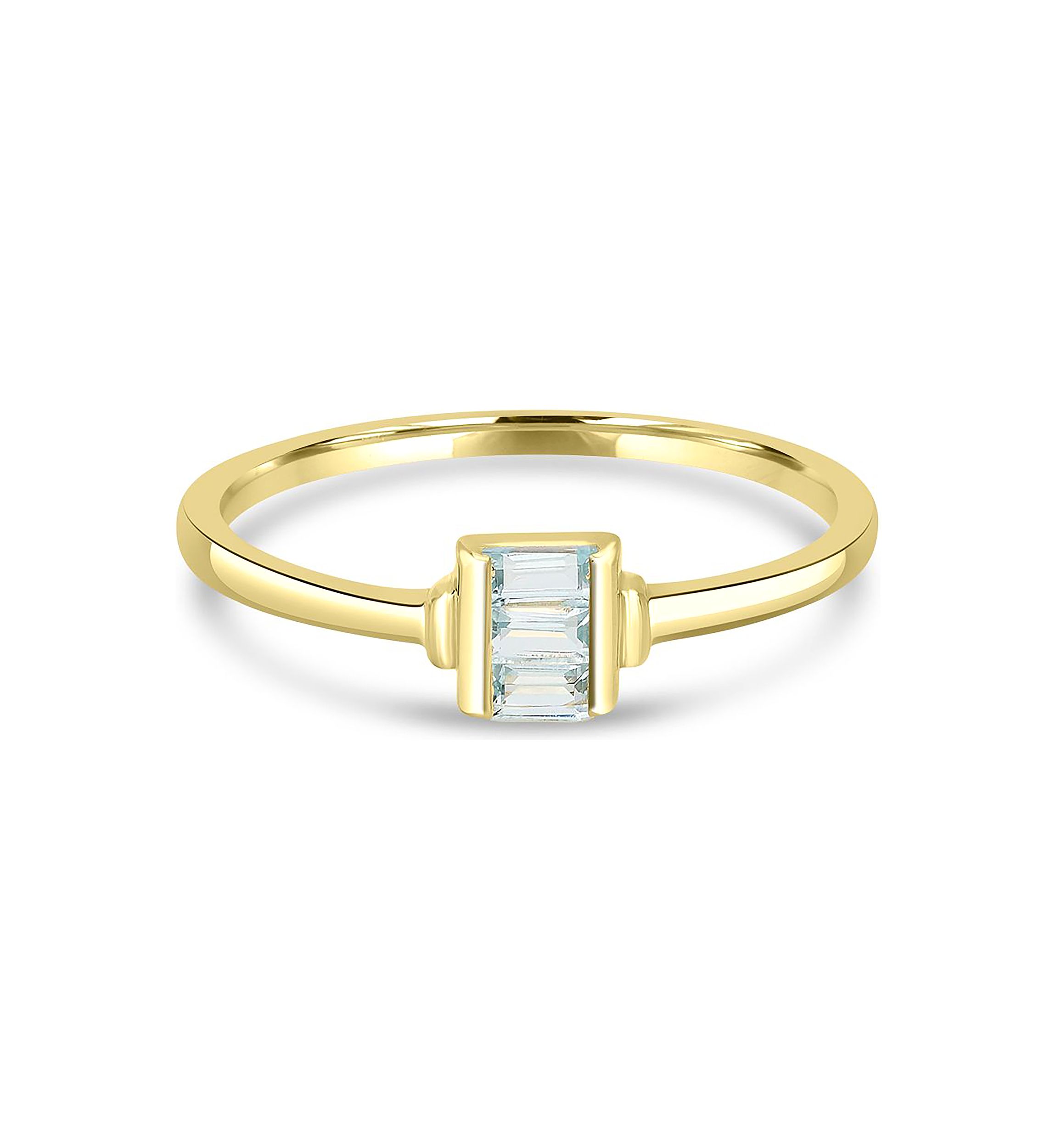 Gold over Sterling Silver Blue Topaz Rectangle Ring