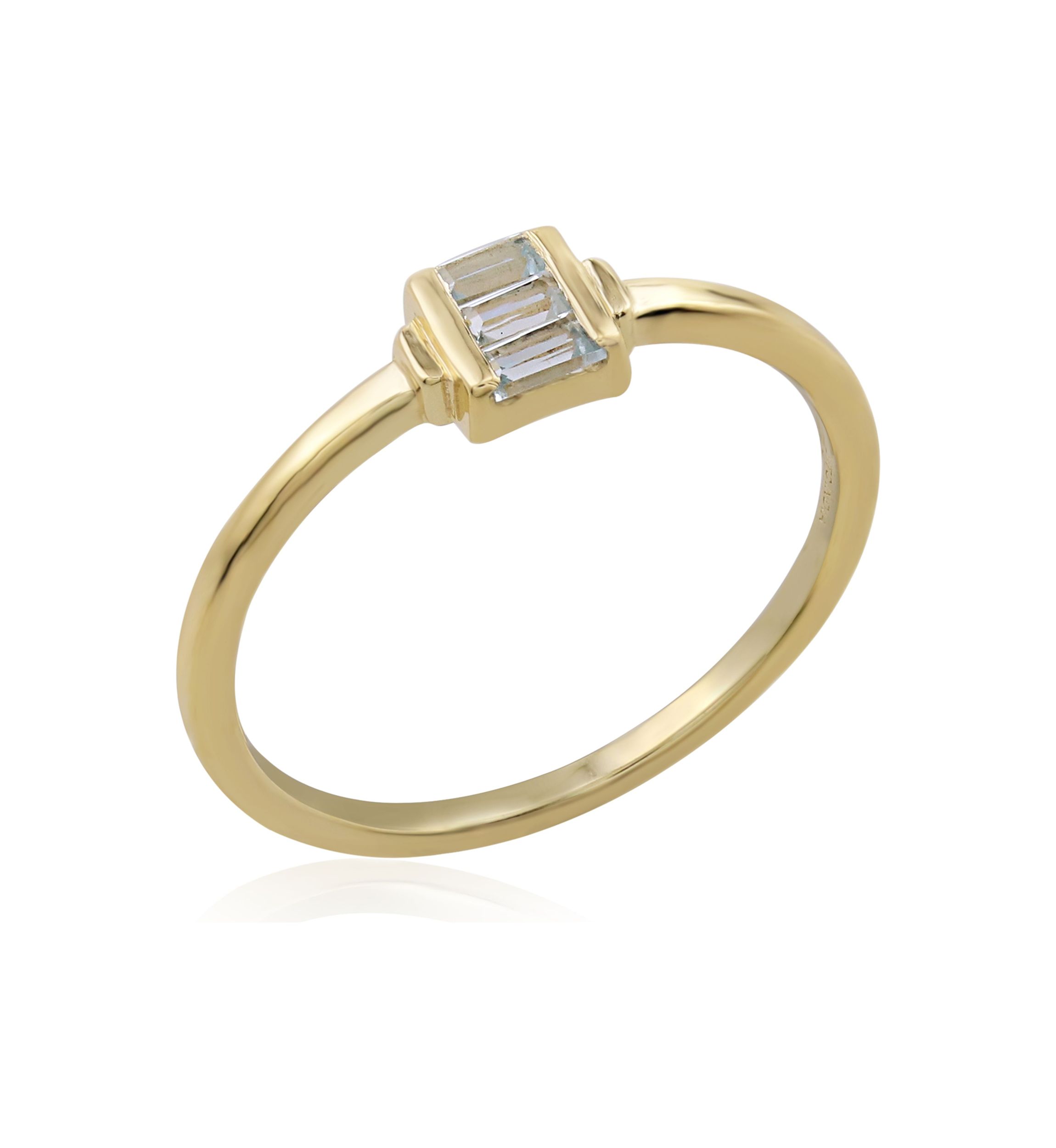Gold over Sterling Silver Blue Topaz Rectangle Ring
