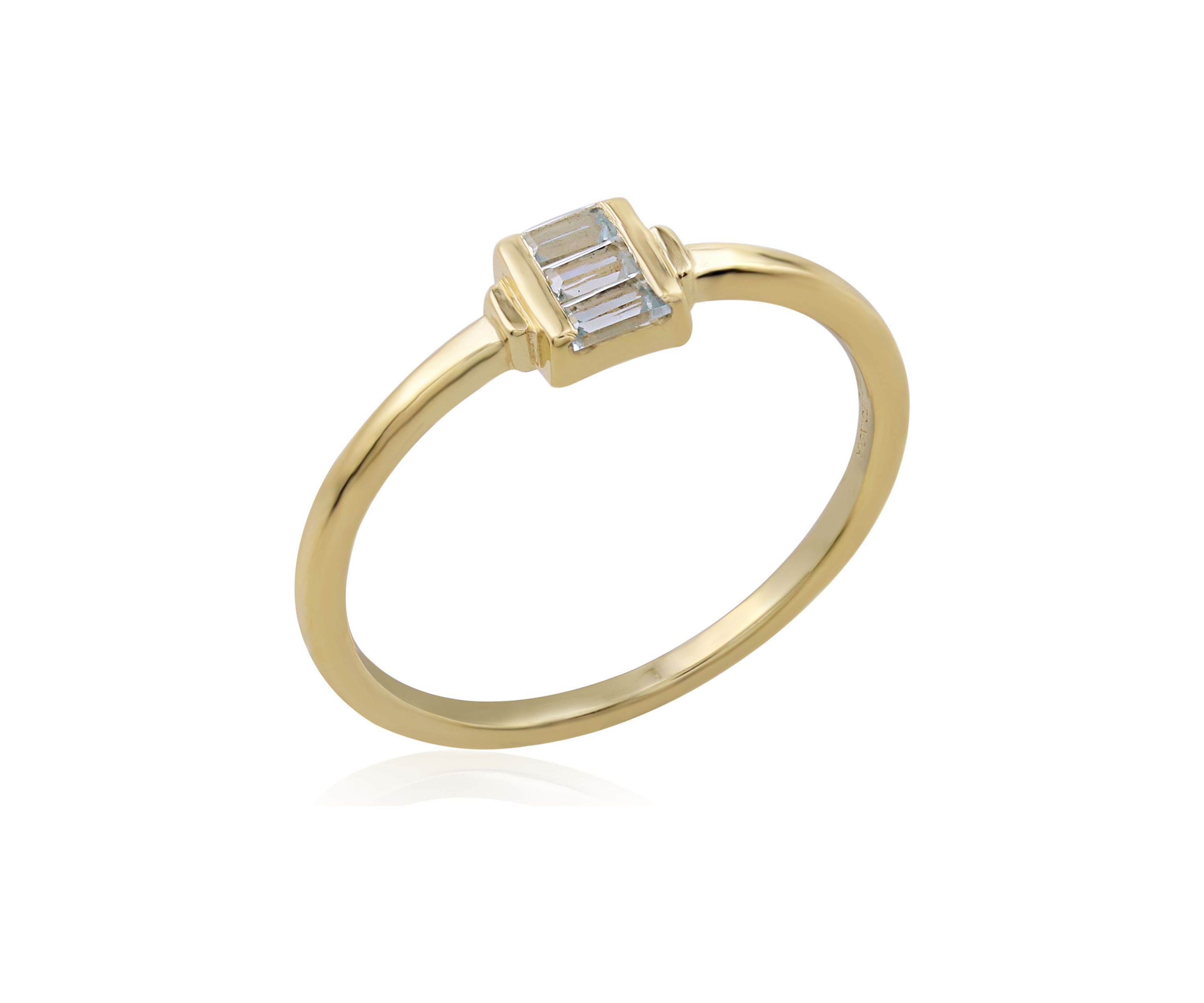 Gold over Sterling Silver Blue Topaz Rectangle Ring