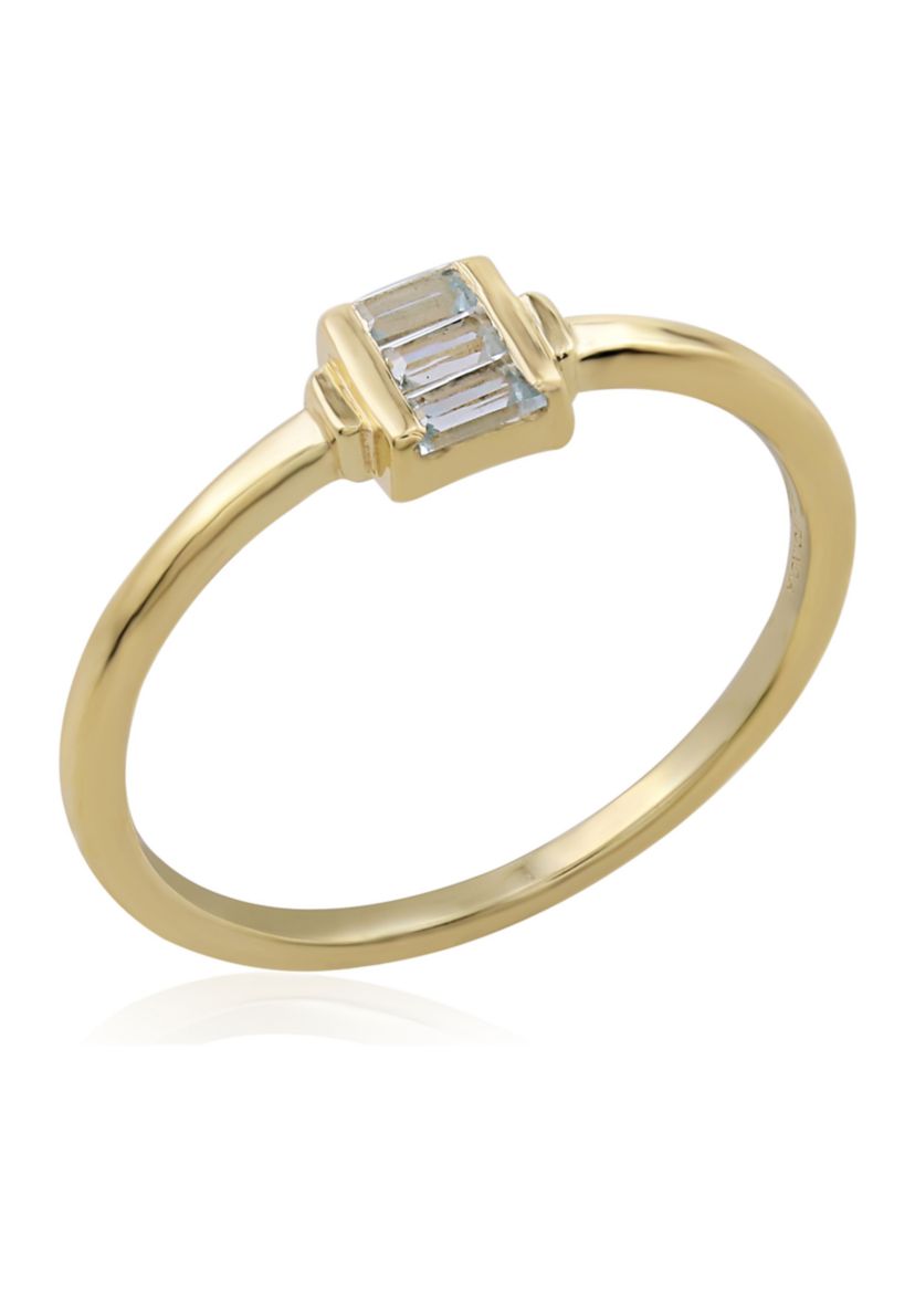 Gold over Sterling Silver Blue Topaz Rectangle Ring