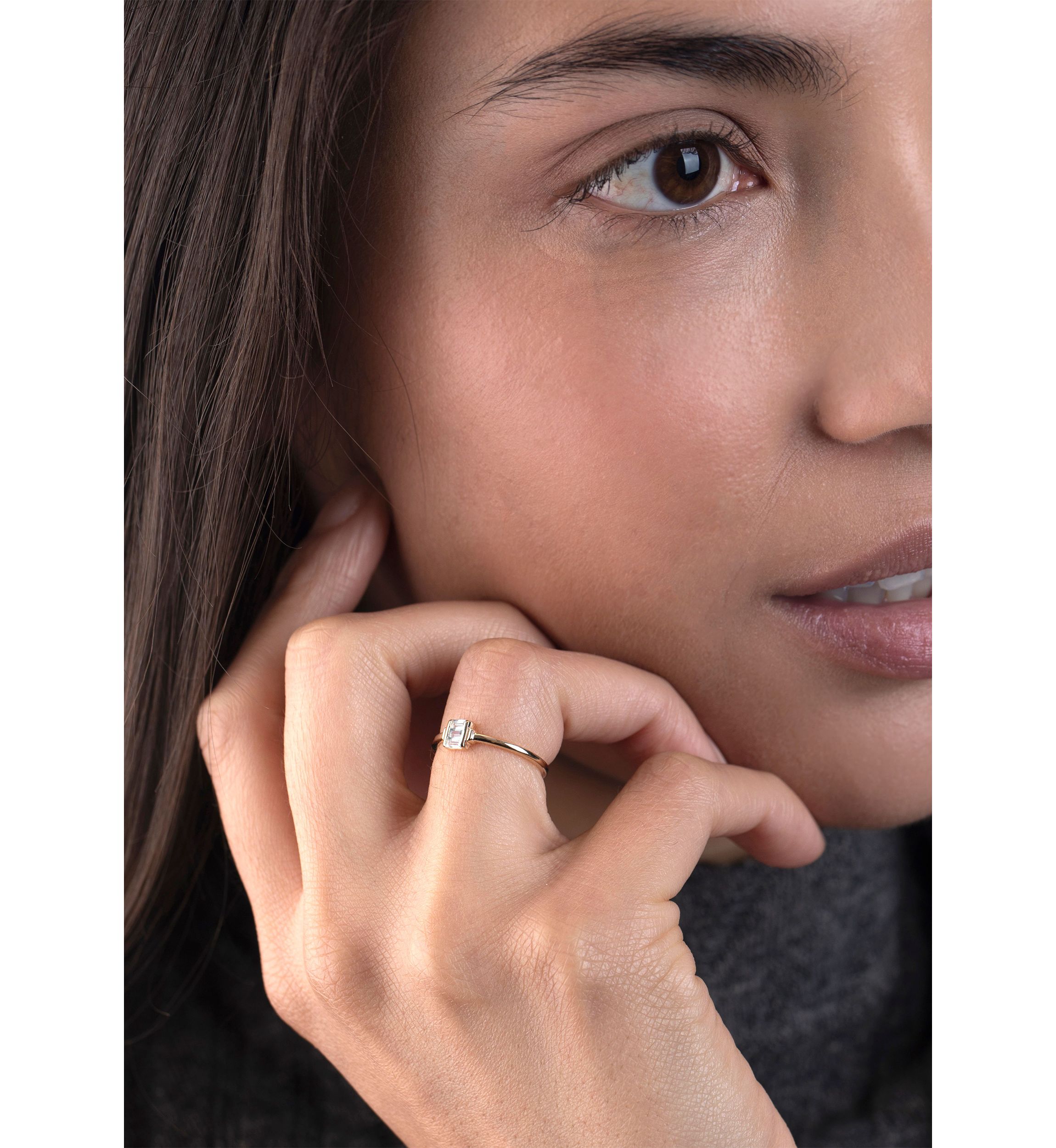 Gold over Sterling Silver Blue Topaz Rectangle Ring