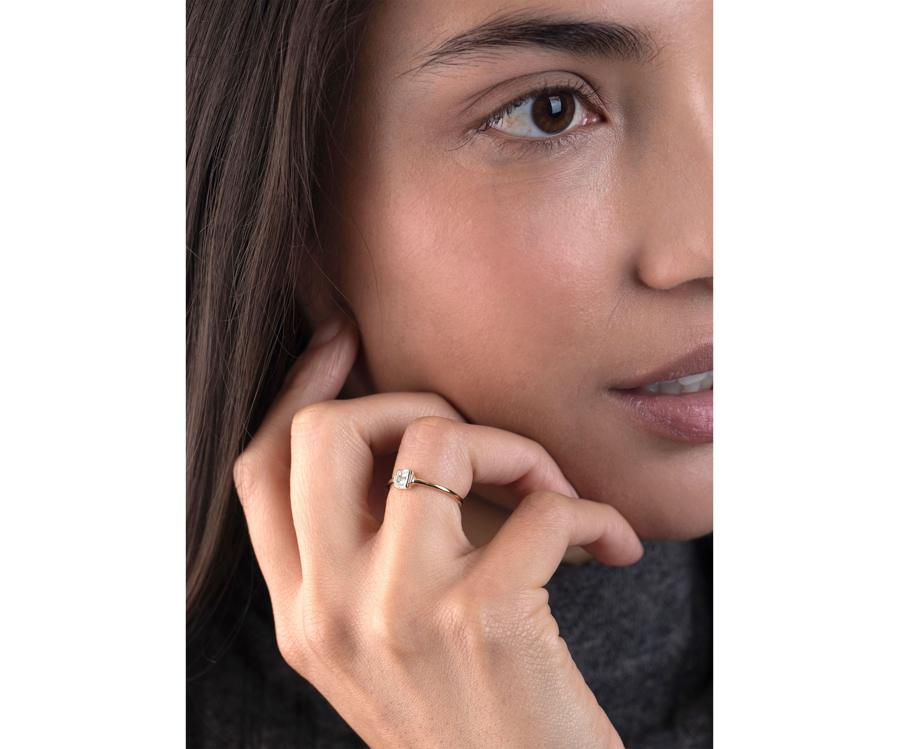 Gold over Sterling Silver Blue Topaz Rectangle Ring