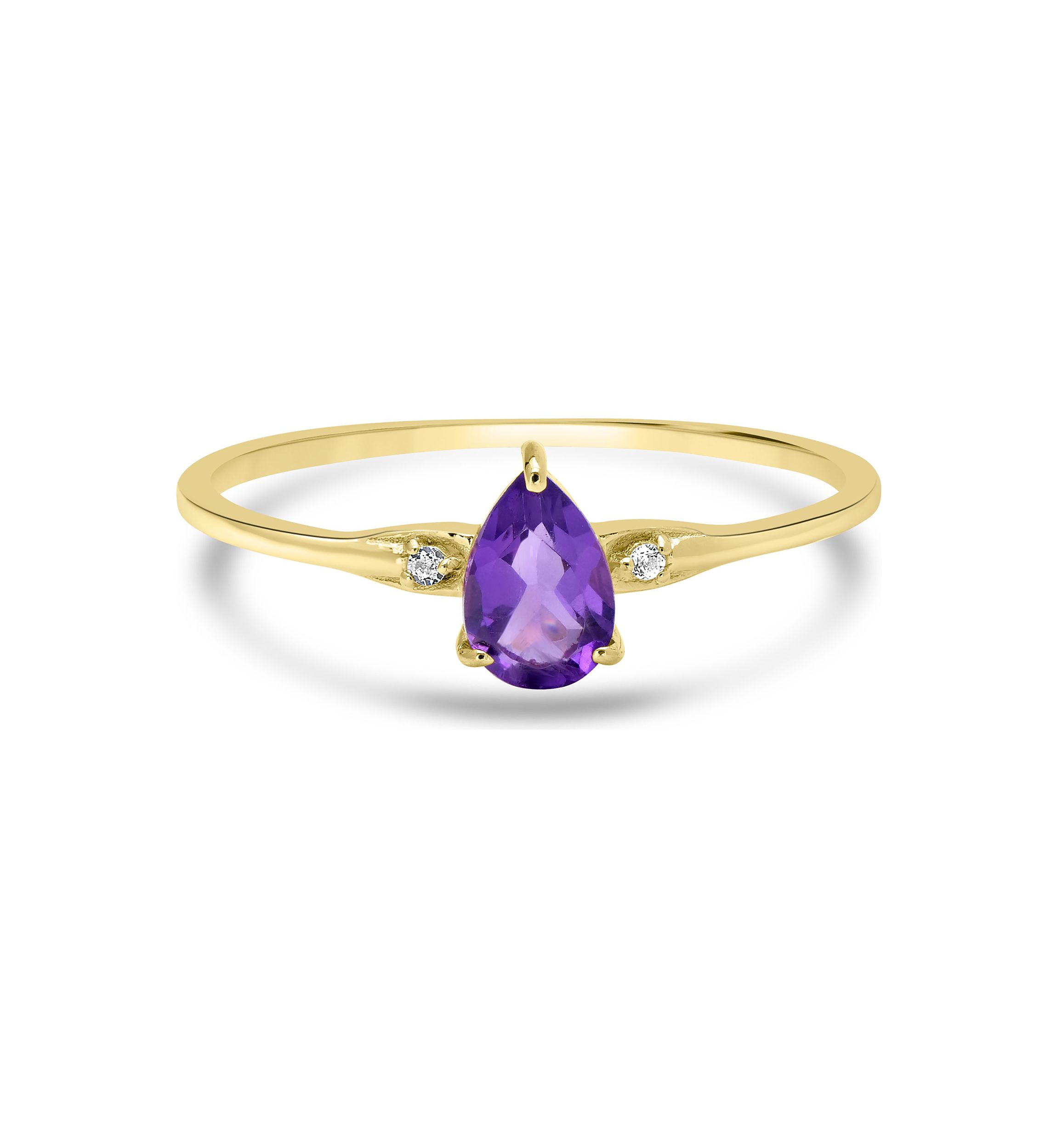 Gold over Sterling Silver Amethyst and White Topaz Pear Ring