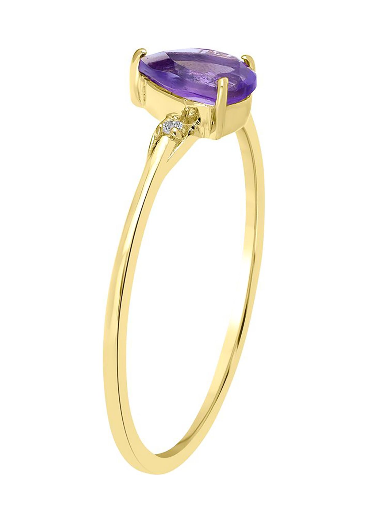Gold over Sterling Silver Amethyst and White Topaz Pear Ring
