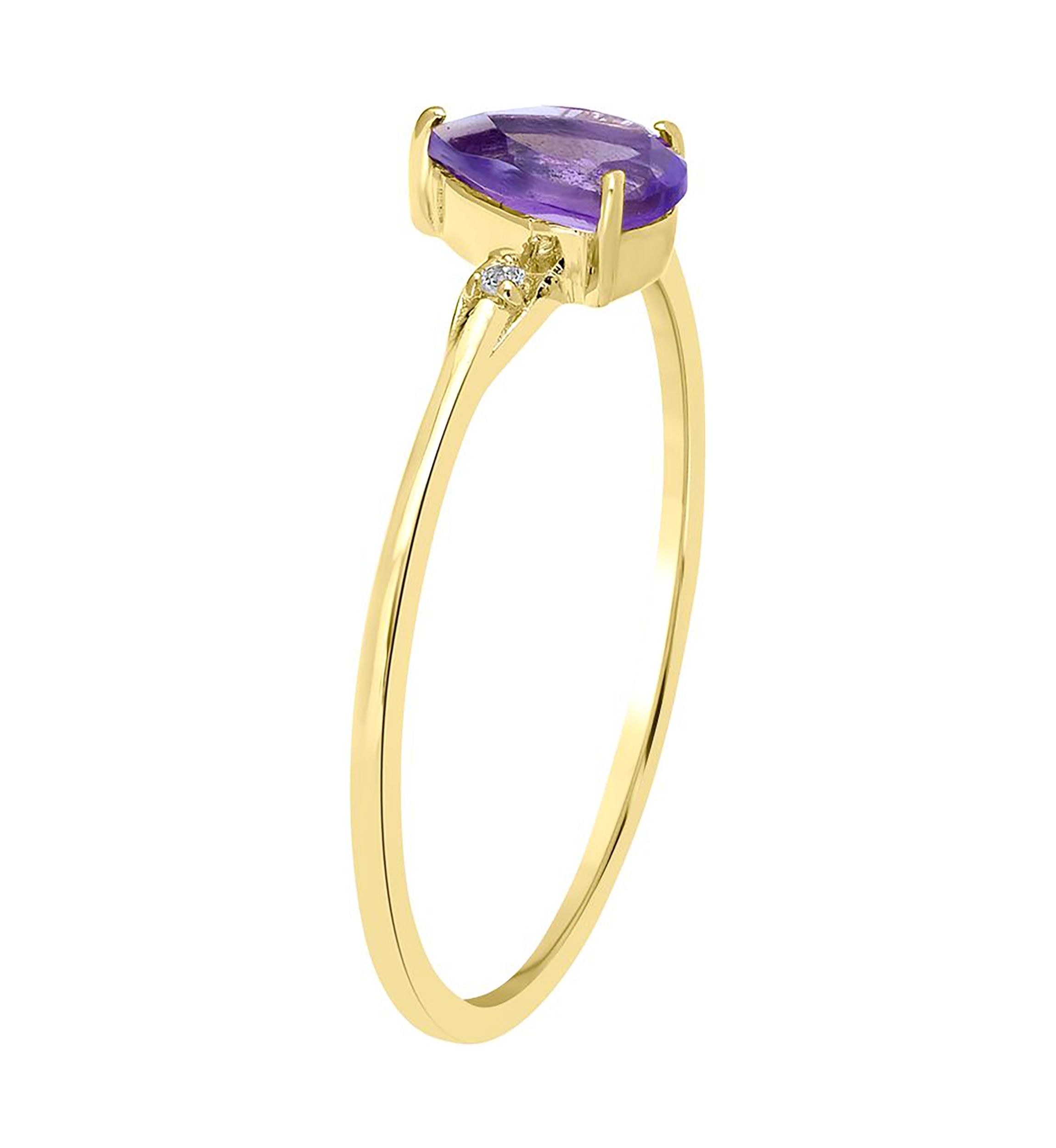 Gold over Sterling Silver Amethyst and White Topaz Pear Ring