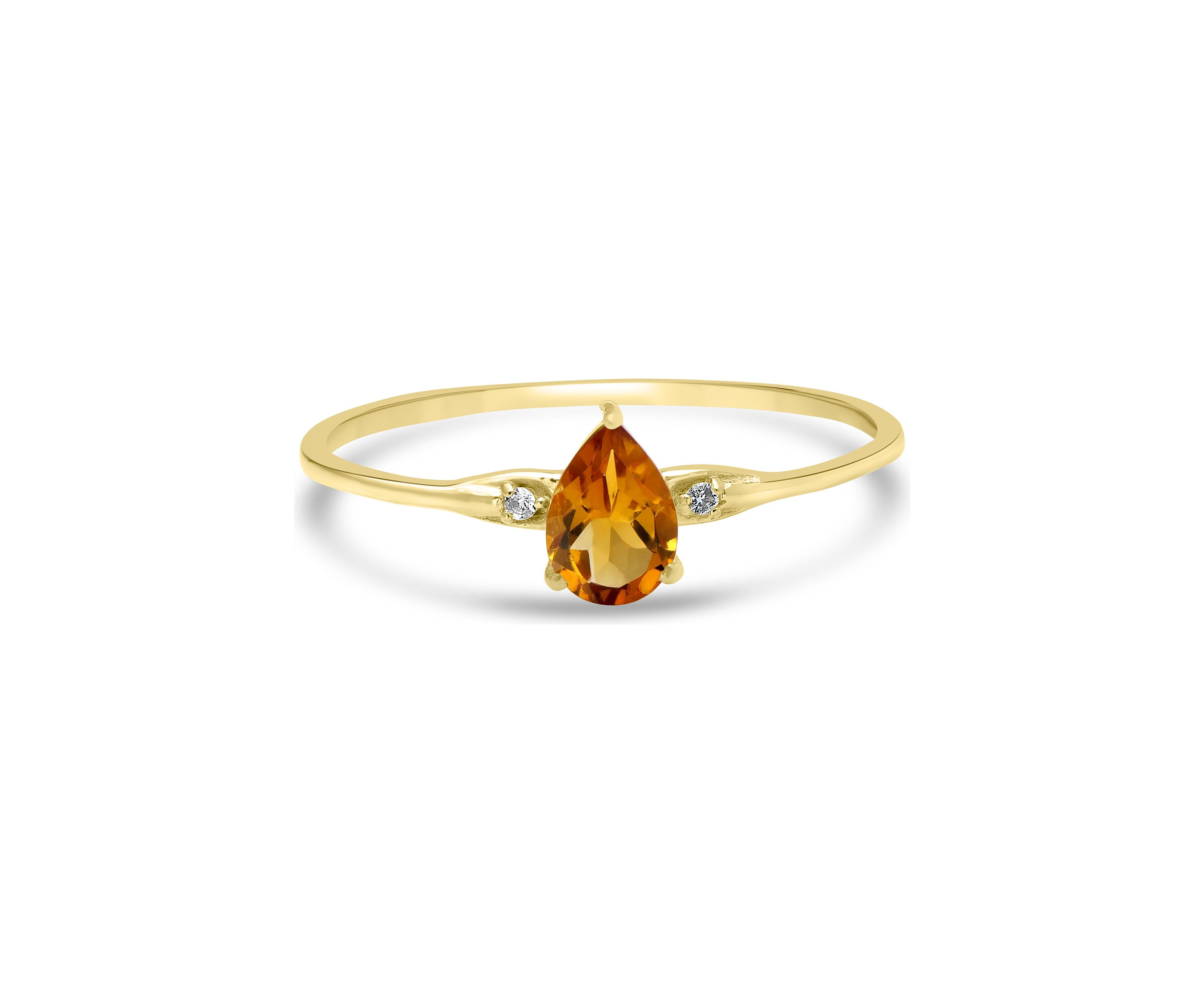 Gold over Sterling Silver Citrine and White Topaz Pear Ring