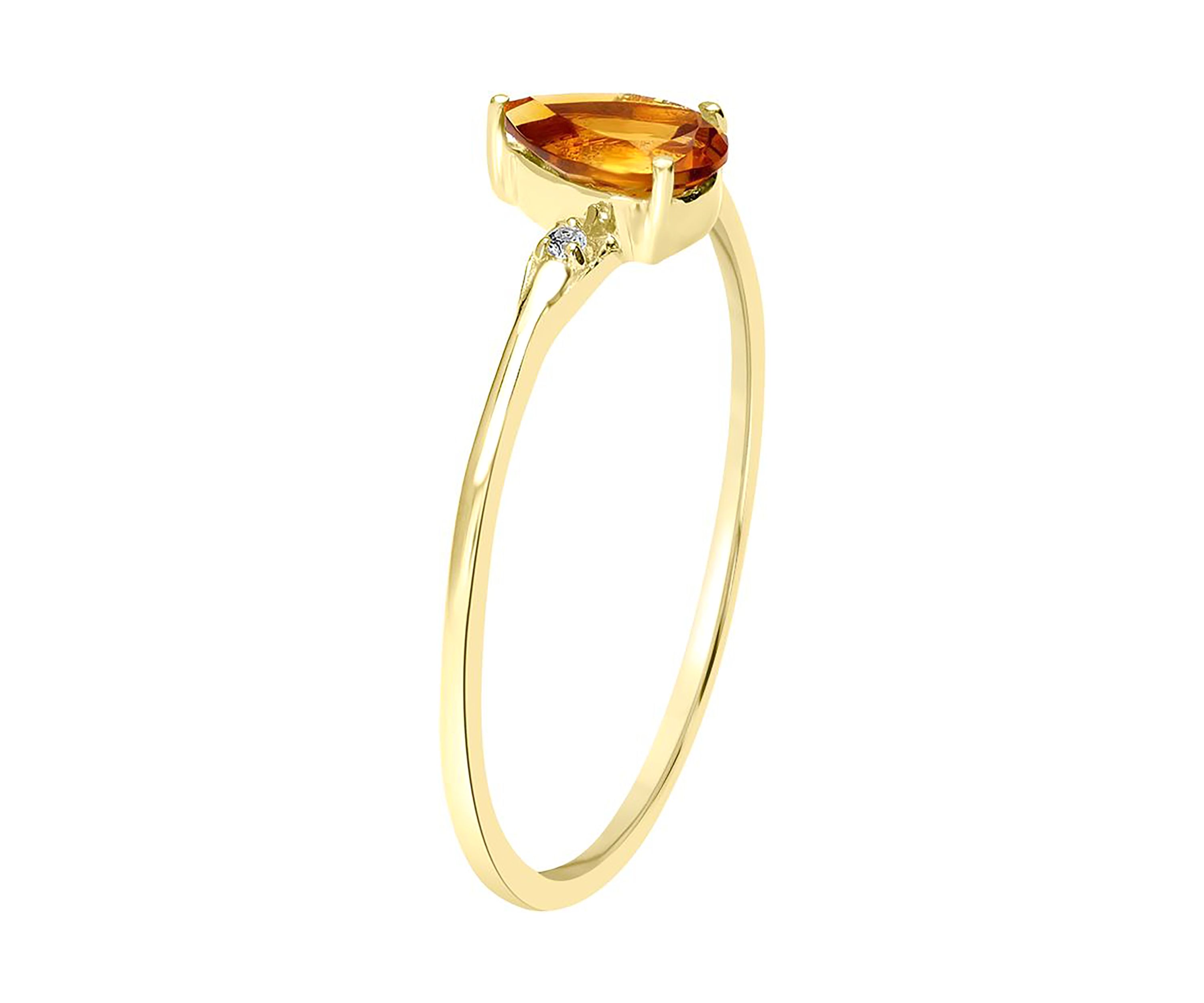 Gold over Sterling Silver Citrine and White Topaz Pear Ring