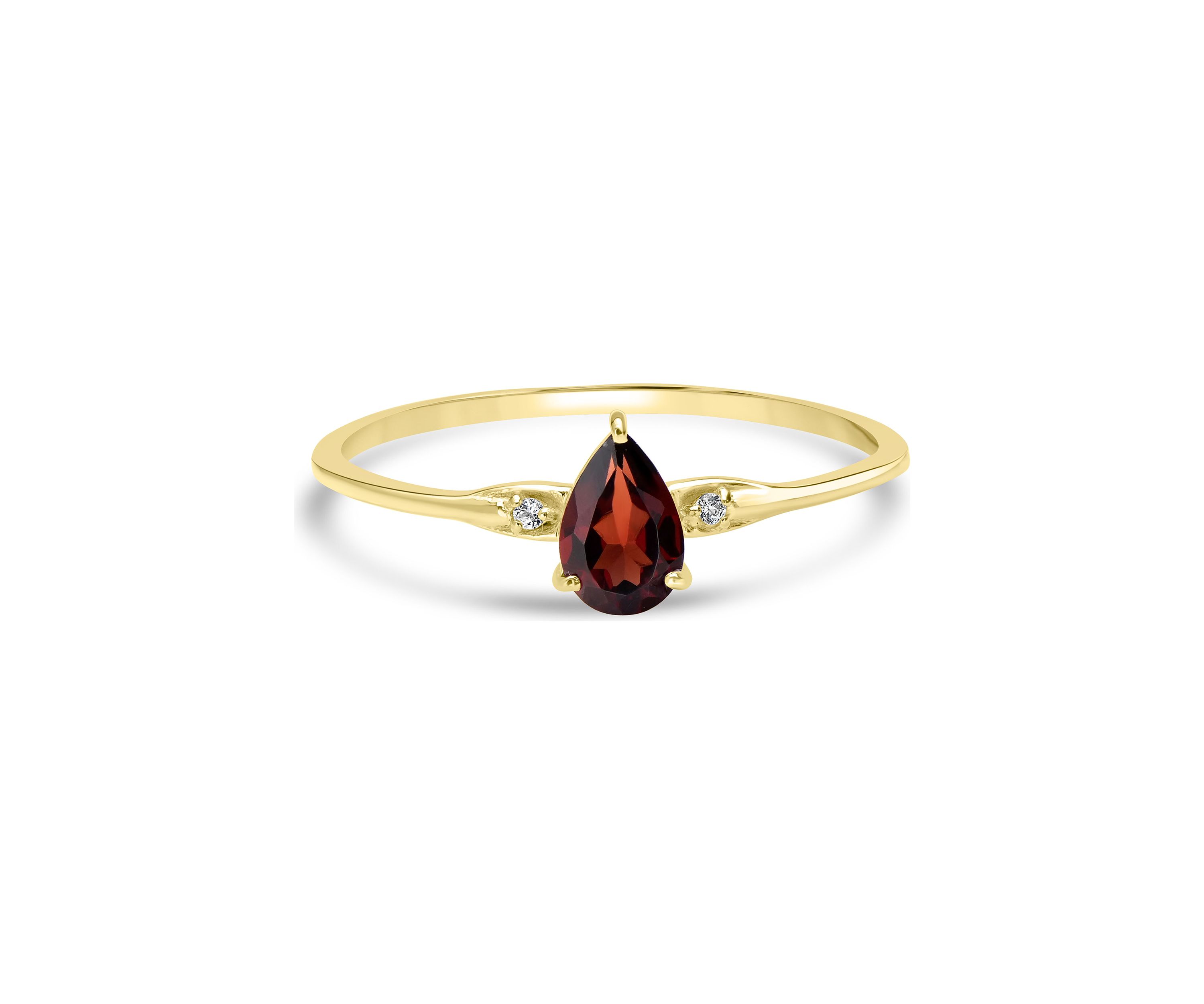 Gold over Sterling Silver Garnet and White Topaz Pear Ring
