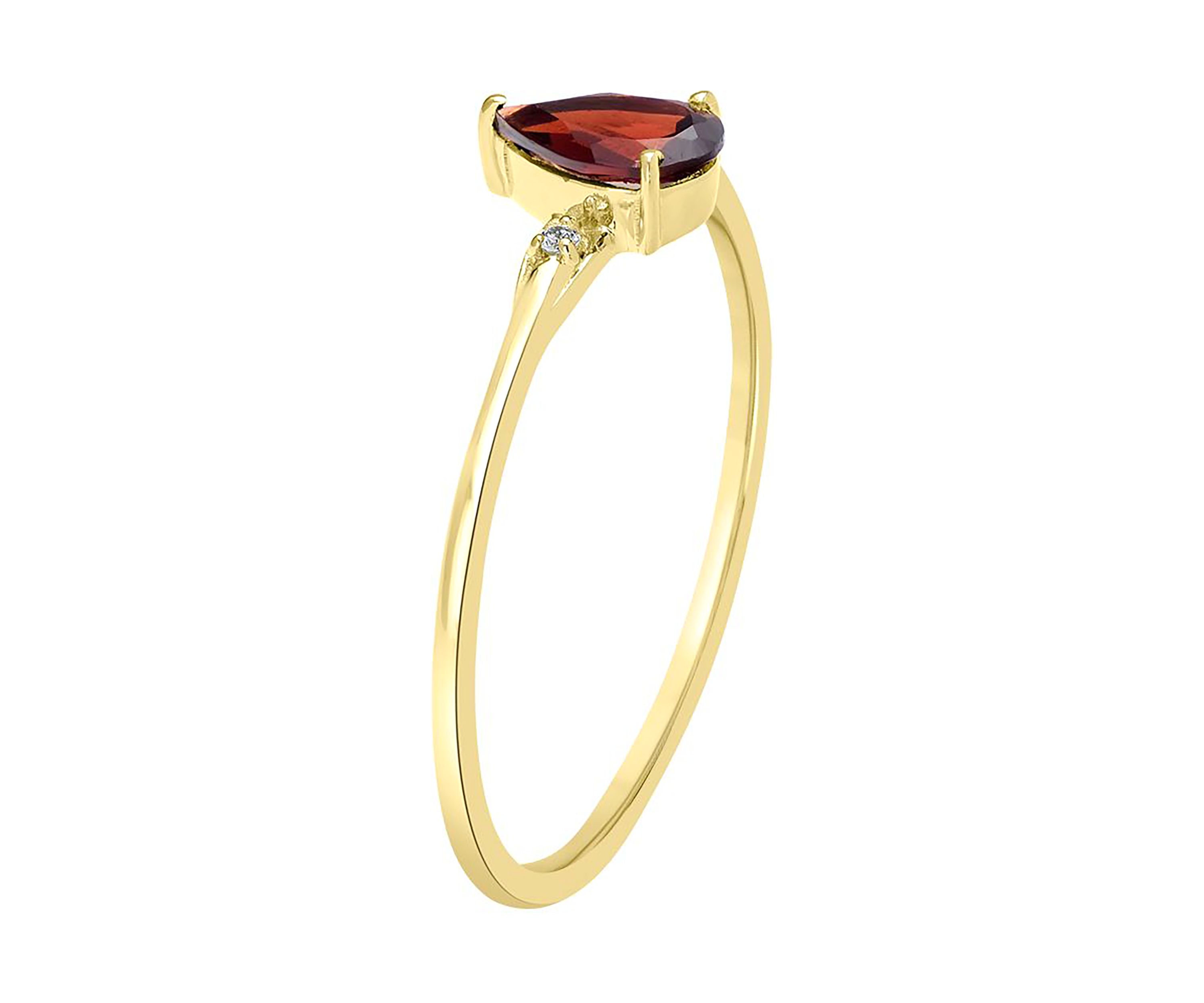 Gold over Sterling Silver Garnet and White Topaz Pear Ring