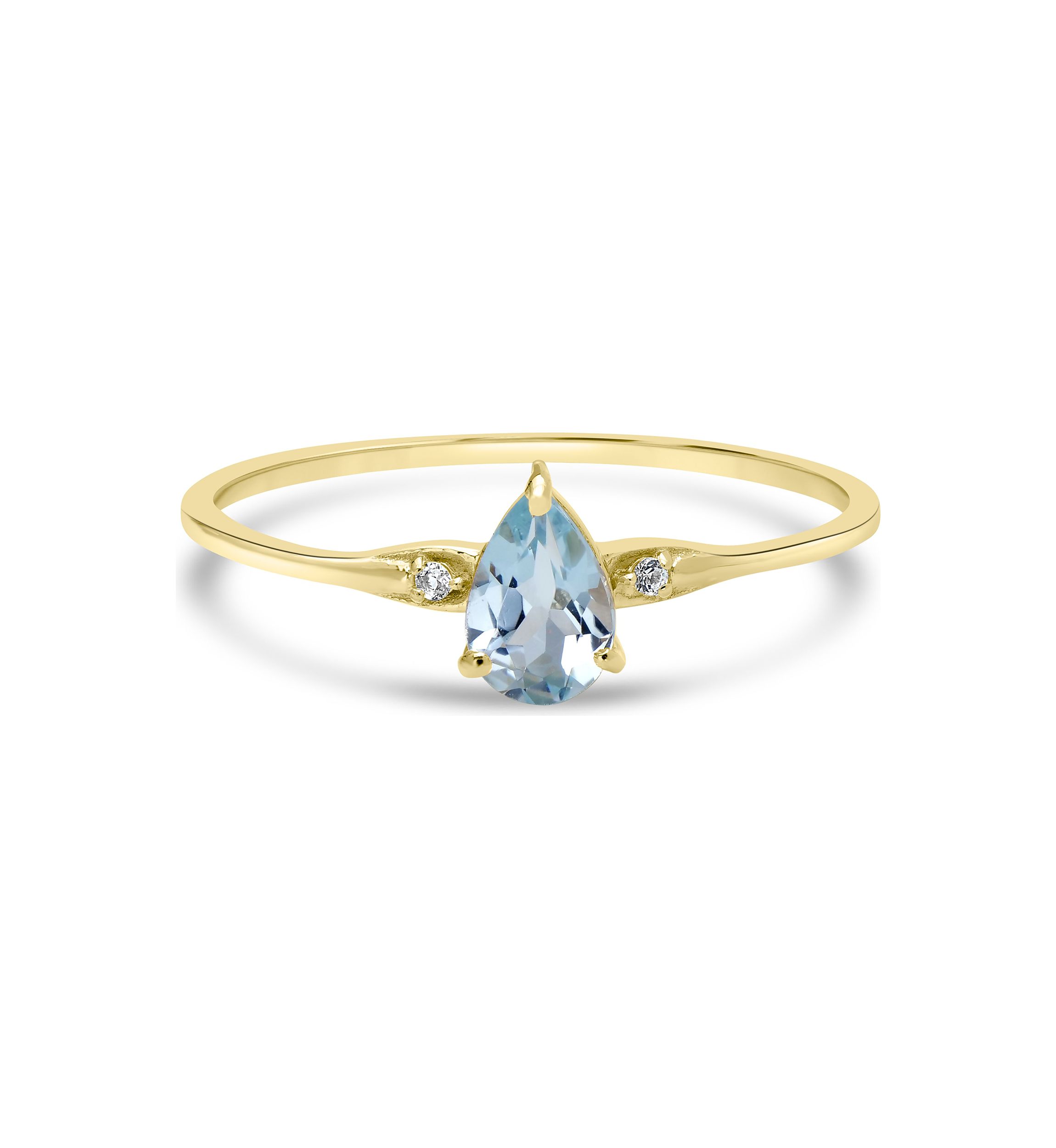 Gold over Sterling Silver Blue Topaz and White Topaz Pear Ring