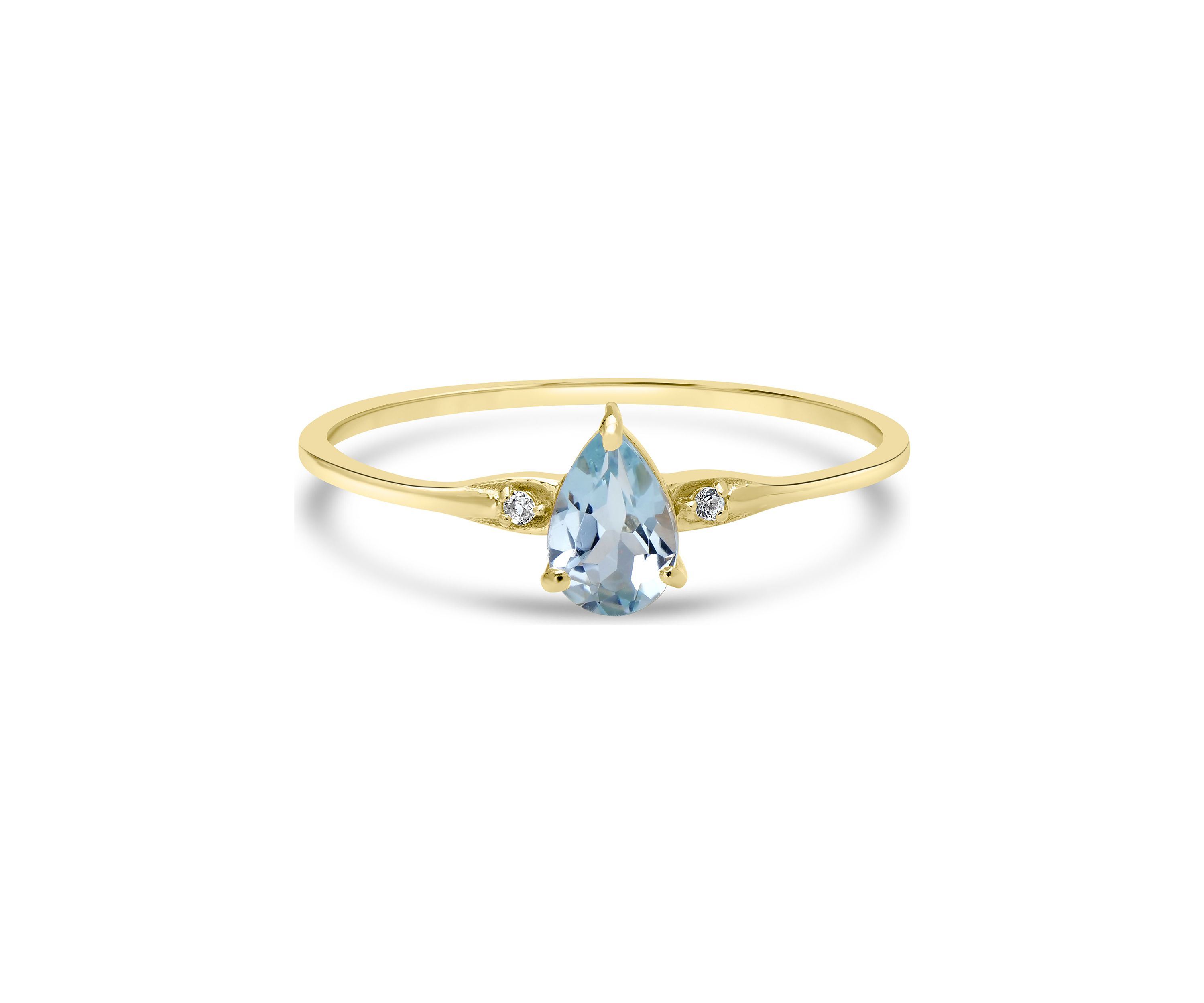 Gold over Sterling Silver Blue Topaz and White Topaz Pear Ring