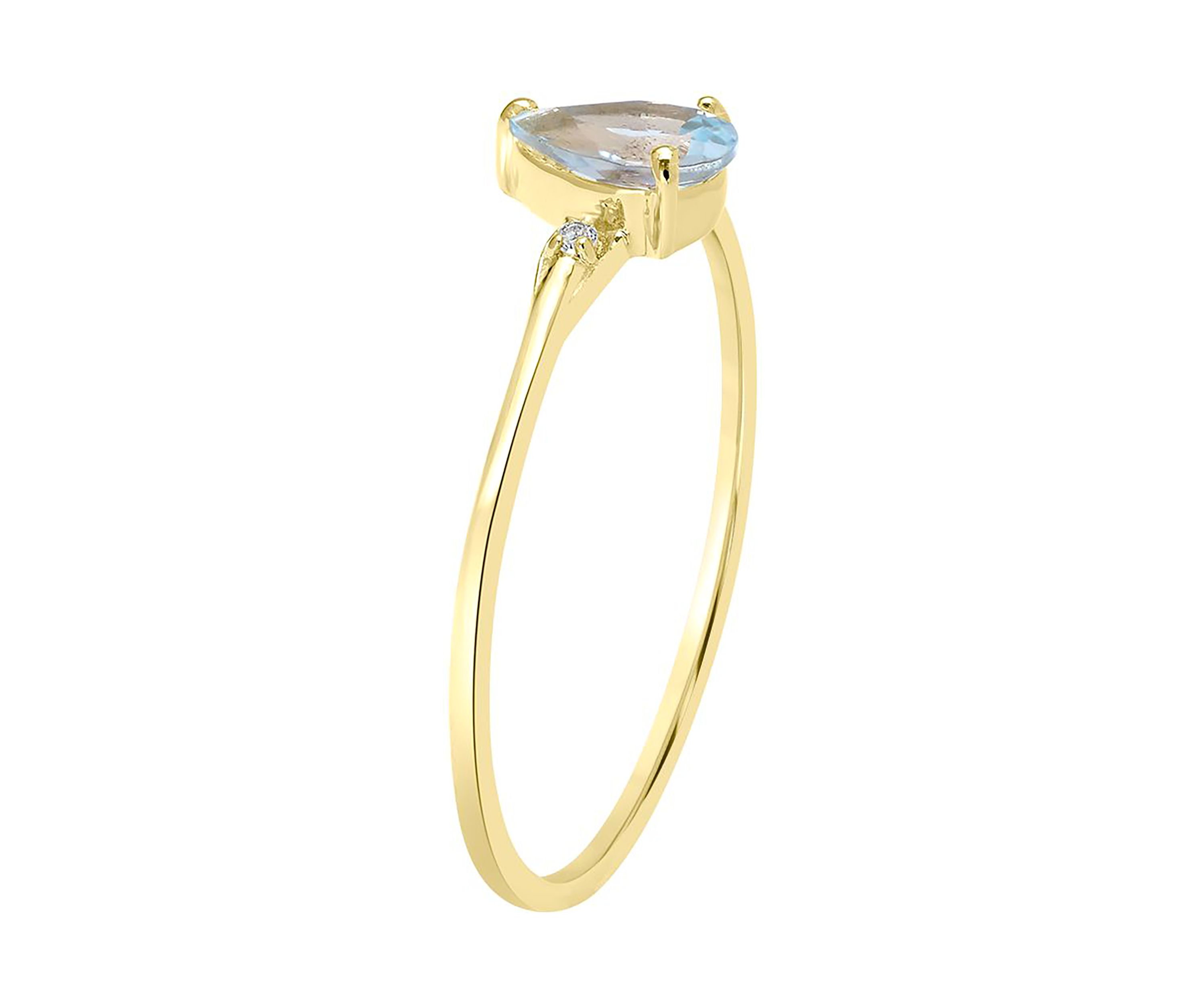 Gold over Sterling Silver Blue Topaz and White Topaz Pear Ring