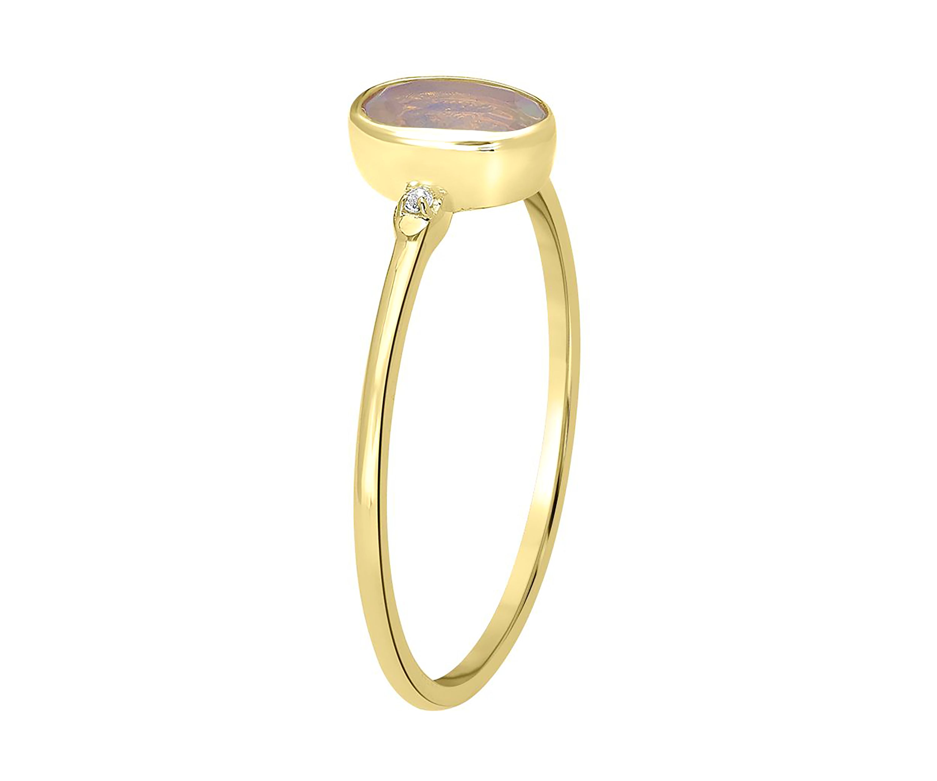 Gold over Sterling Silver Opal and White Topaz Oval Ring