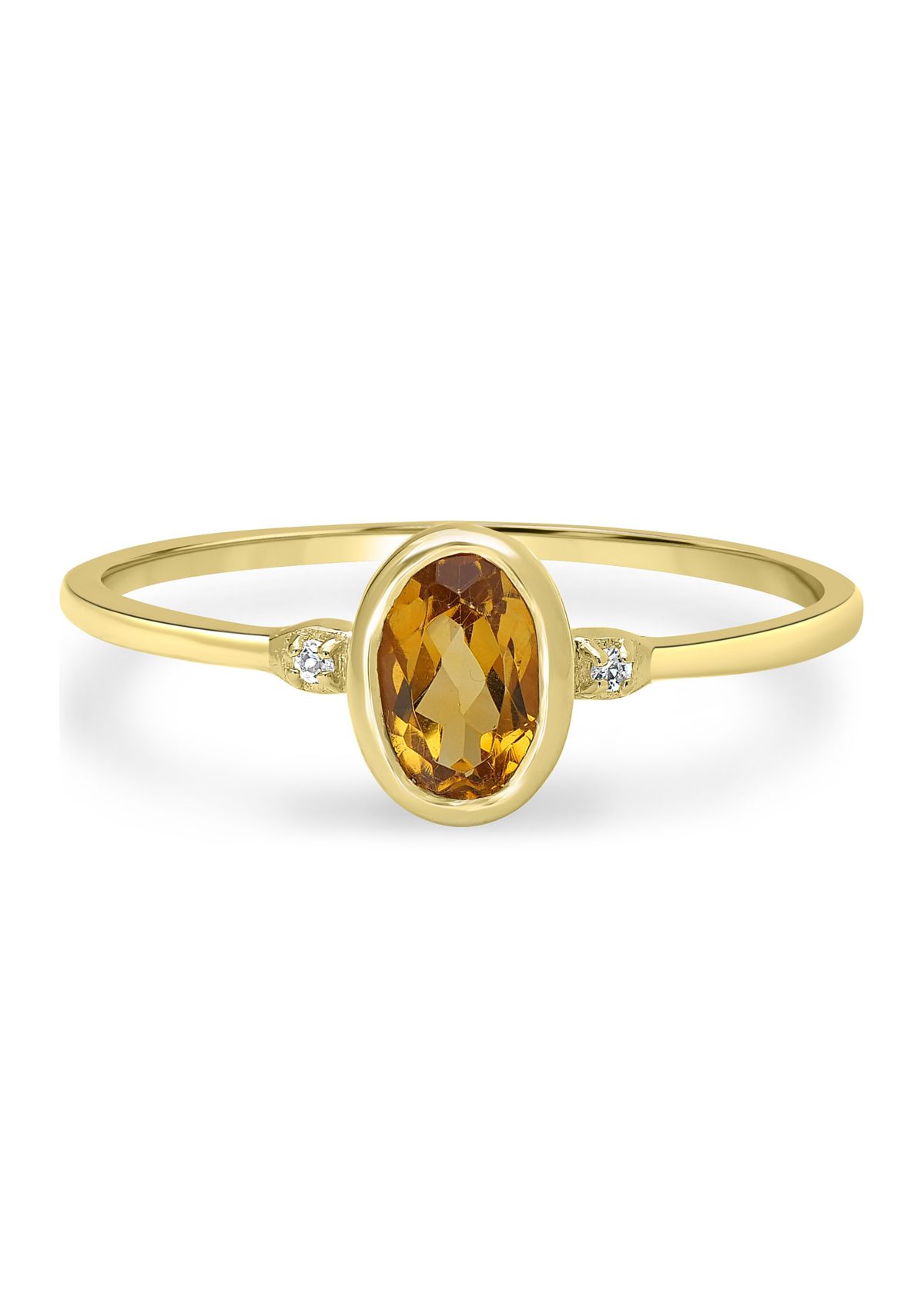 Gold over Sterling Silver Citrine and White Topaz Oval Ring