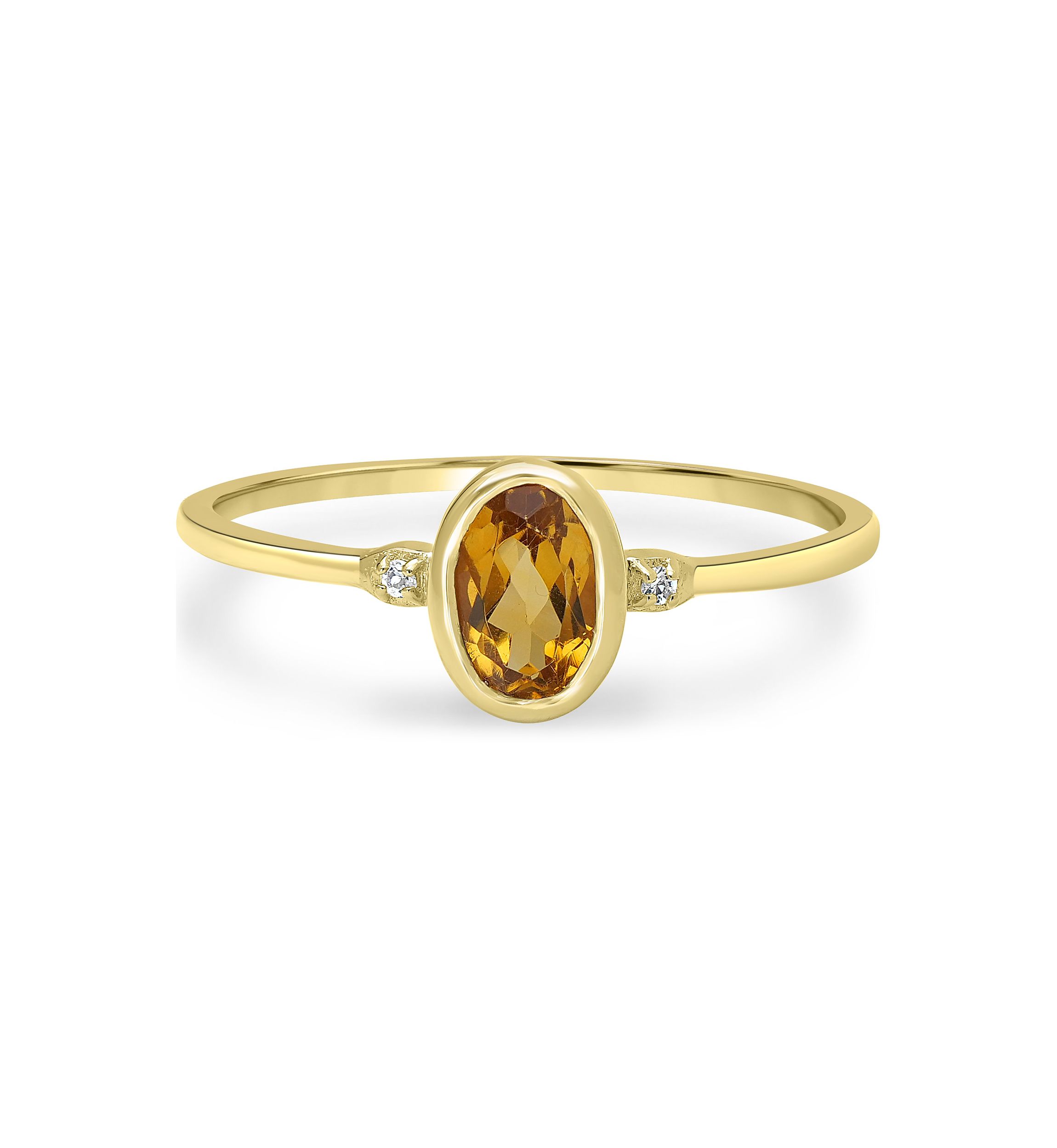 Gold over Sterling Silver Citrine and White Topaz Oval Ring